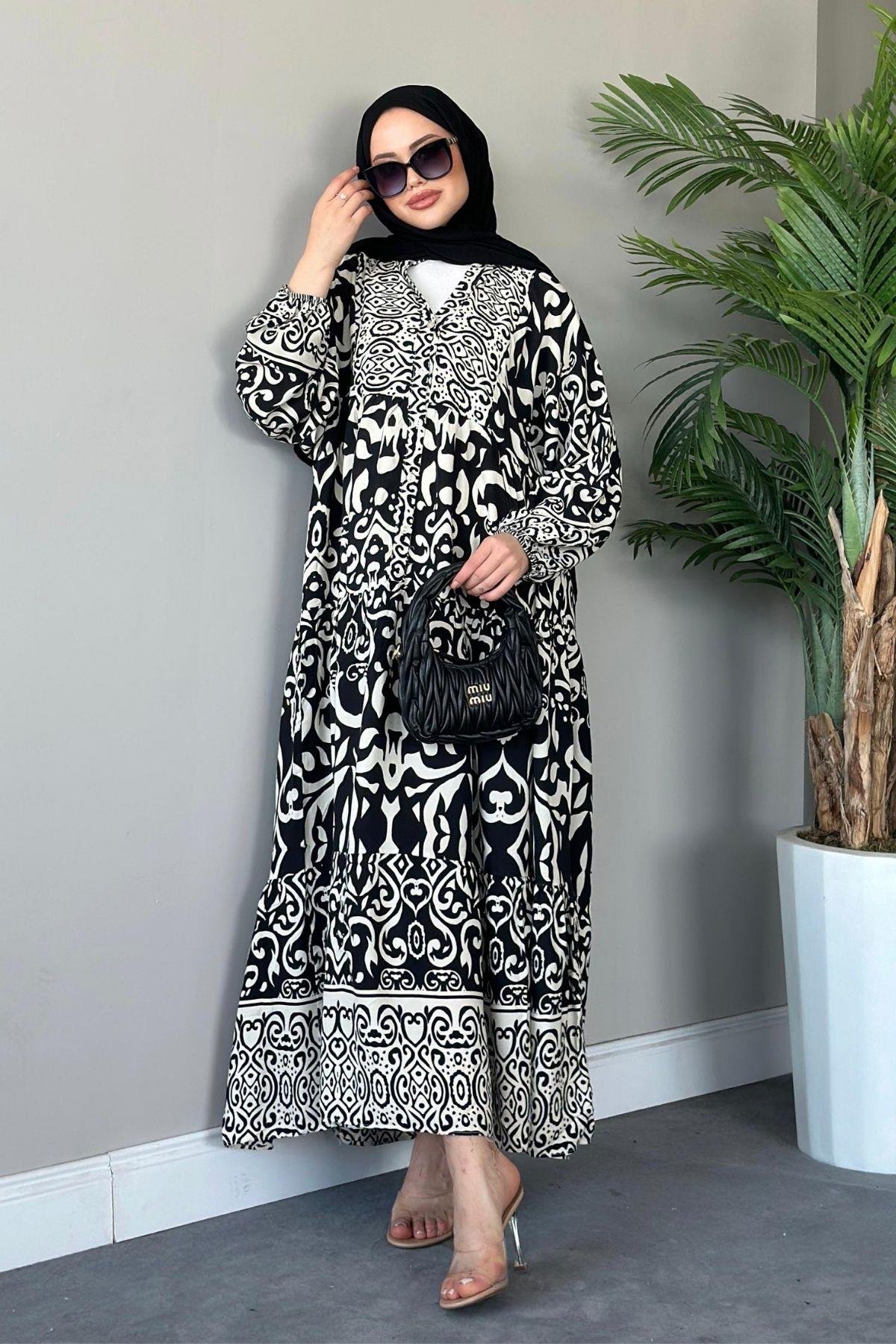 Pamuk Viskon Elbise Siyah, Fiyatları 