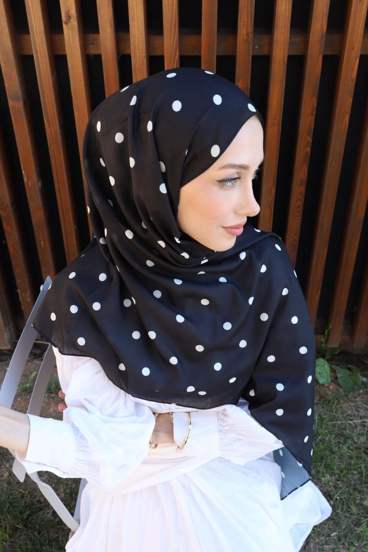 Pamuklu Puantiyeli Şal Siyah, Fiyatları Pamuklu Puantiyeli Şal Siyah| Haza Moda