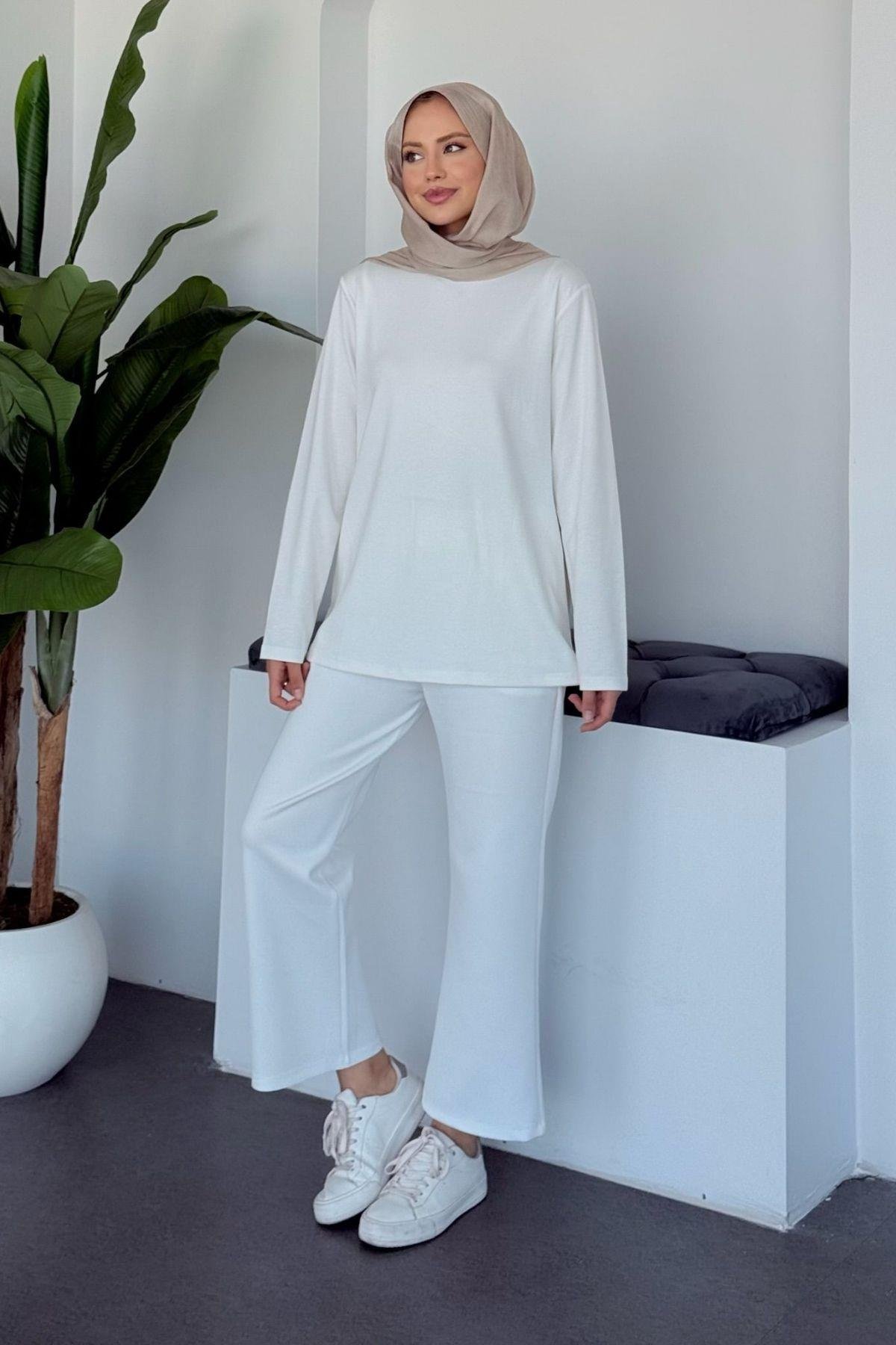 Pamuklu Uzun Kollu İçlik Beyaz, Fiyatları Pamuklu Uzun Kollu İçlik Beyaz-  Haza Moda 