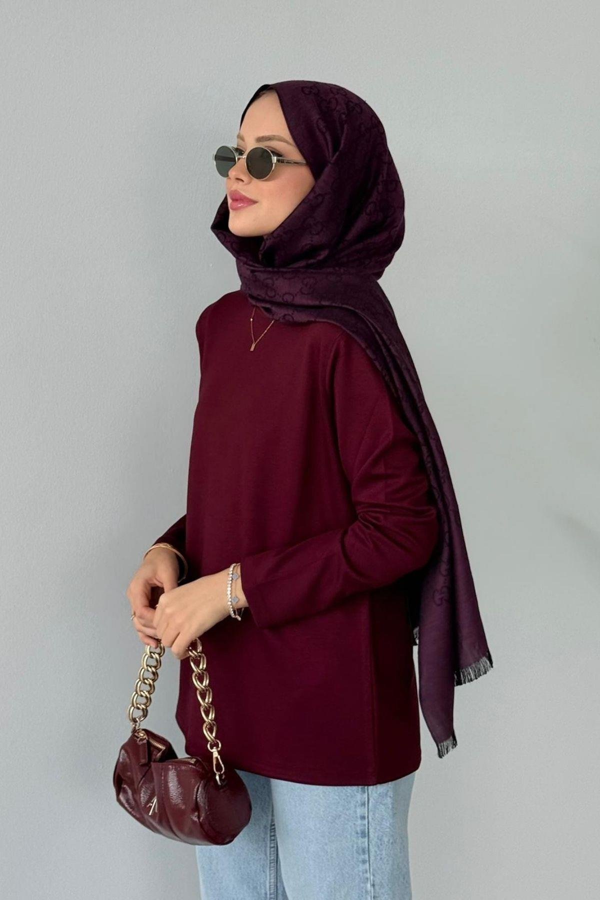 Pamuklu Uzun Kollu İçlik Bordo, Fiyatları Pamuklu Uzun Kollu İçlik Bordo-  Haza Moda 