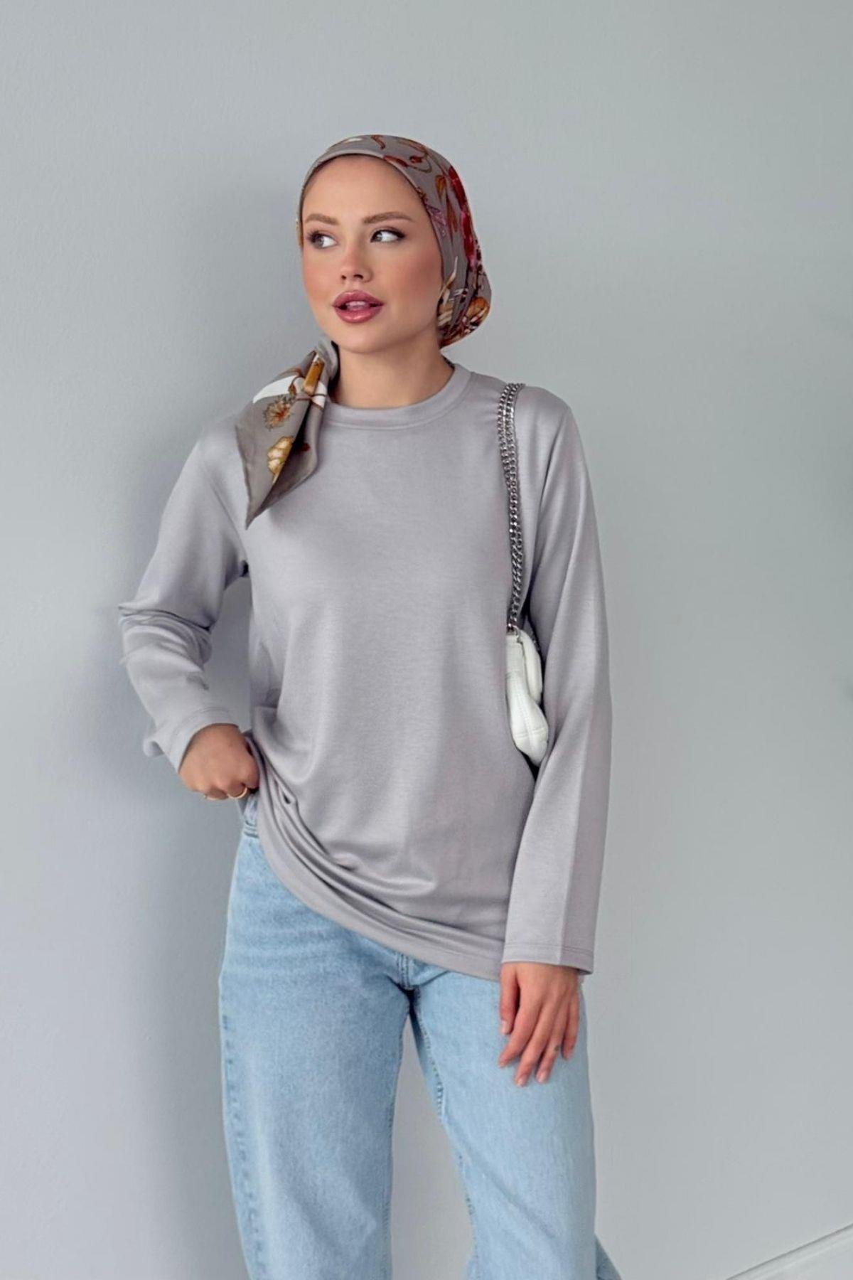 Pamuklu Uzun Kollu İçlik Gri, Fiyatları Pamuklu Uzun Kollu İçlik Gri-  Haza Moda 