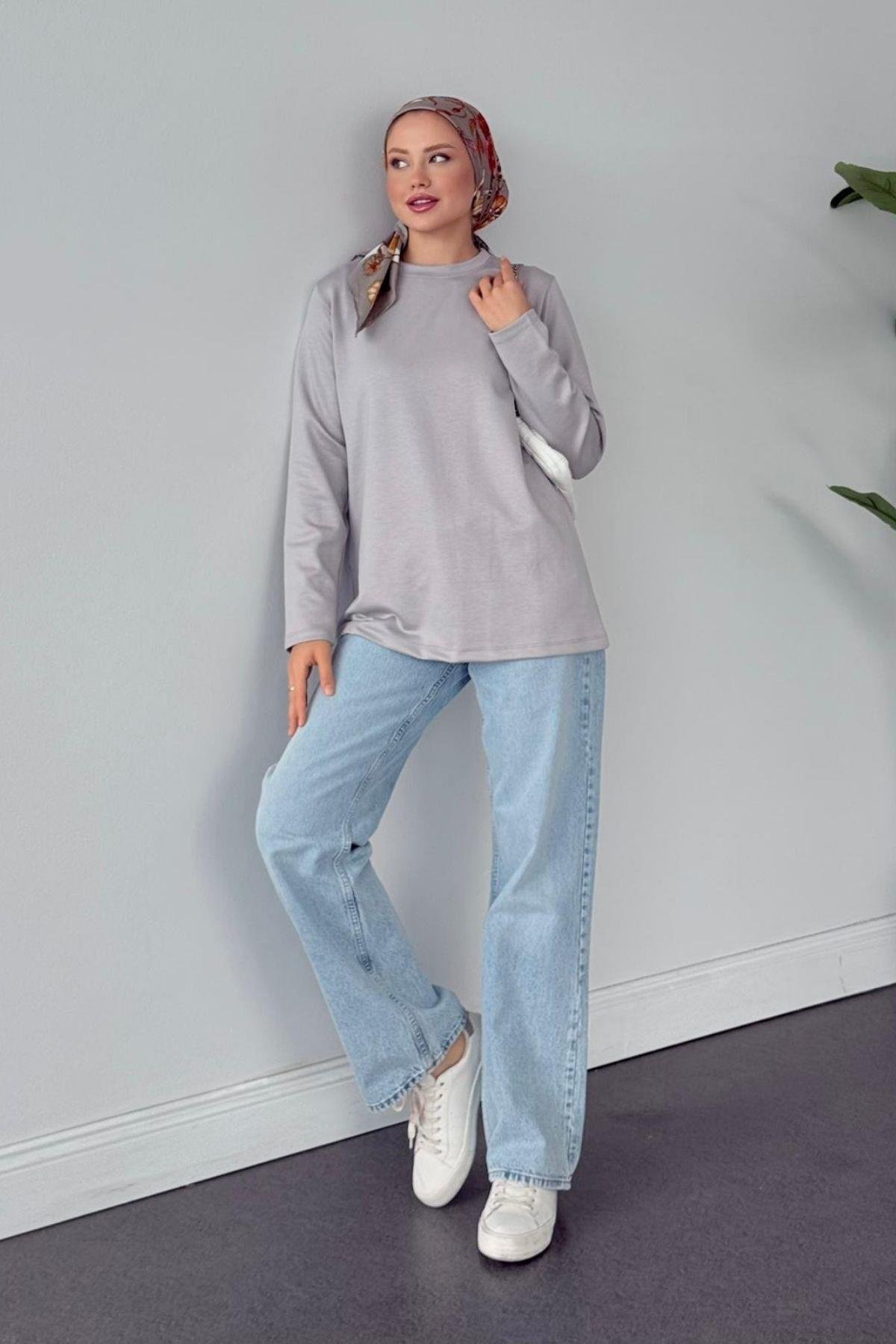 Pamuklu Uzun Kollu İçlik Gri, Fiyatları Pamuklu Uzun Kollu İçlik Gri-  Haza Moda 