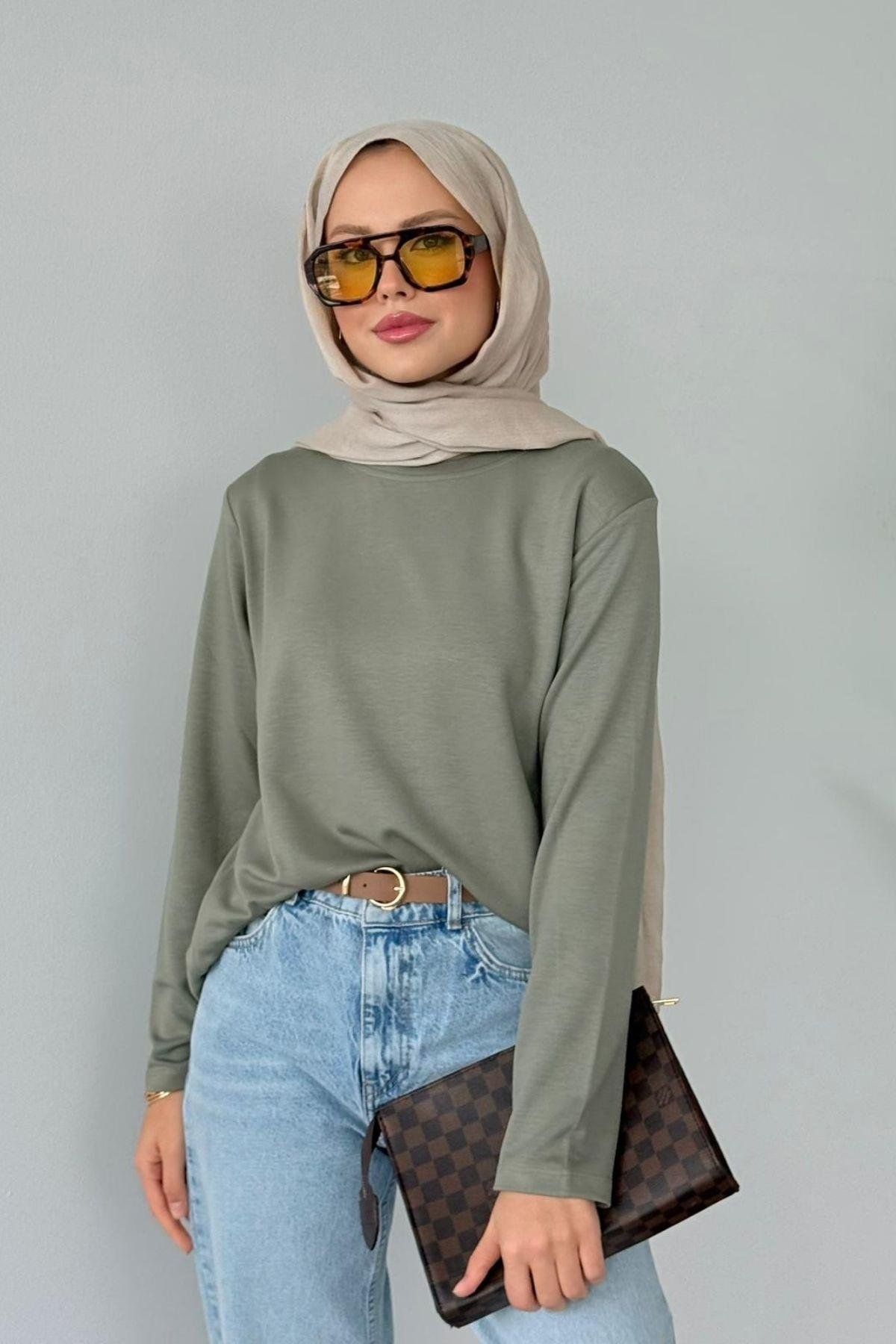 Pamuklu Uzun Kollu İçlik Haki, Fiyatları Pamuklu Uzun Kollu İçlik Haki-  Haza Moda 