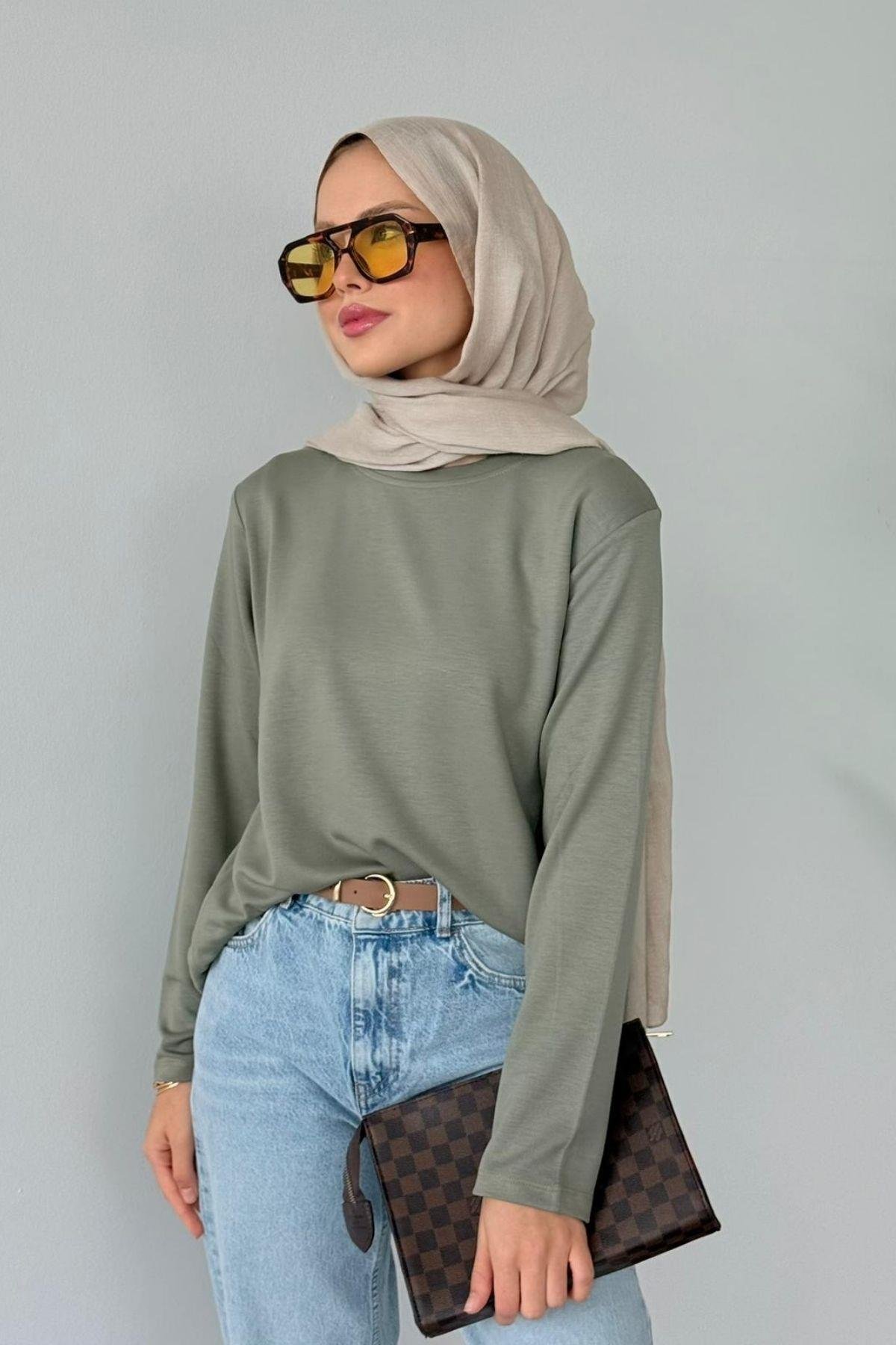 Pamuklu Uzun Kollu İçlik Haki, Fiyatları Pamuklu Uzun Kollu İçlik Haki-  Haza Moda 