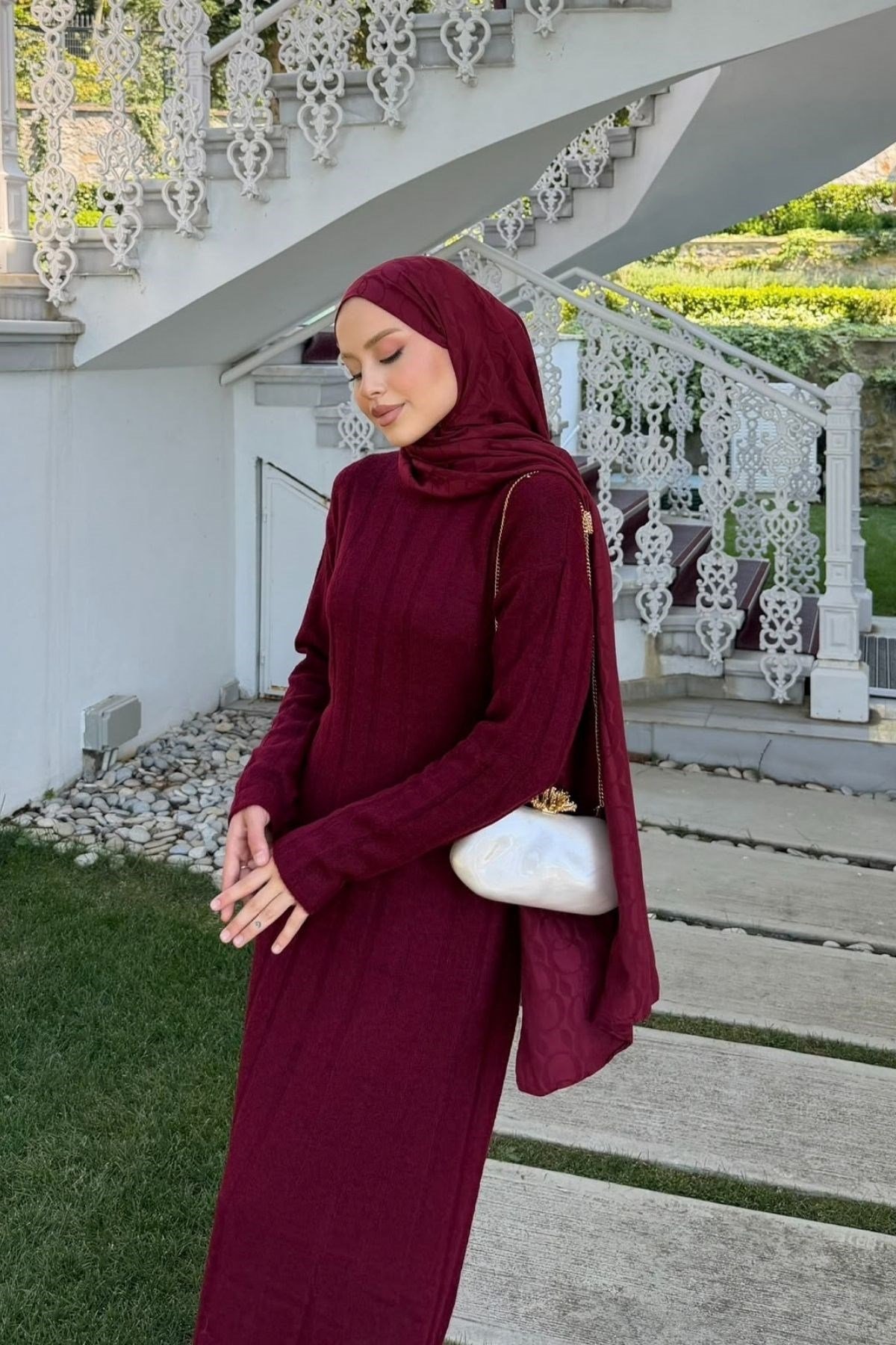 Panter Fitili Elbise Bordo, Fiyatları Panter Fitili Elbise Bordo| Haza Moda