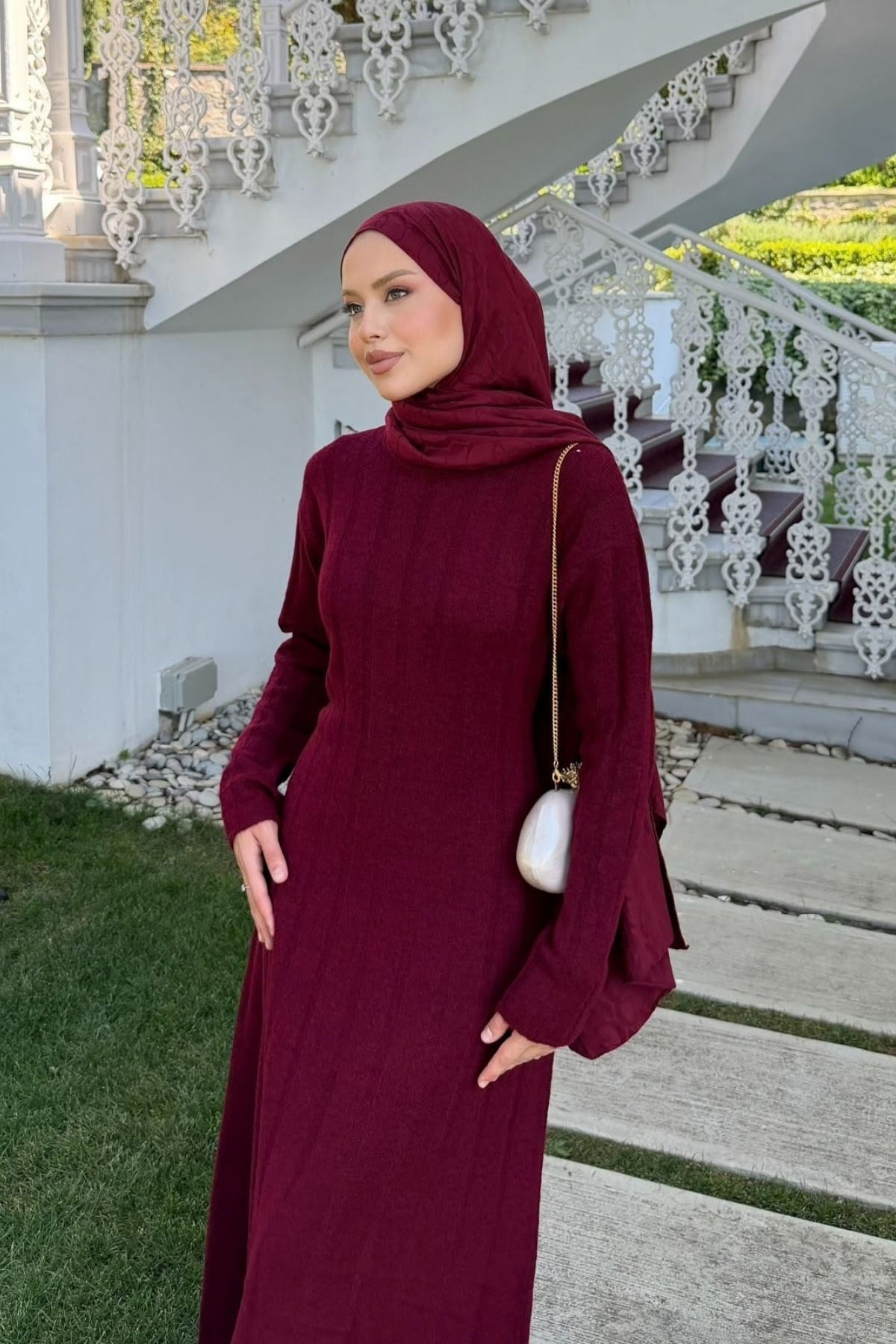 Panter Fitili Elbise Bordo, Fiyatları Panter Fitili Elbise Bordo| Haza Moda