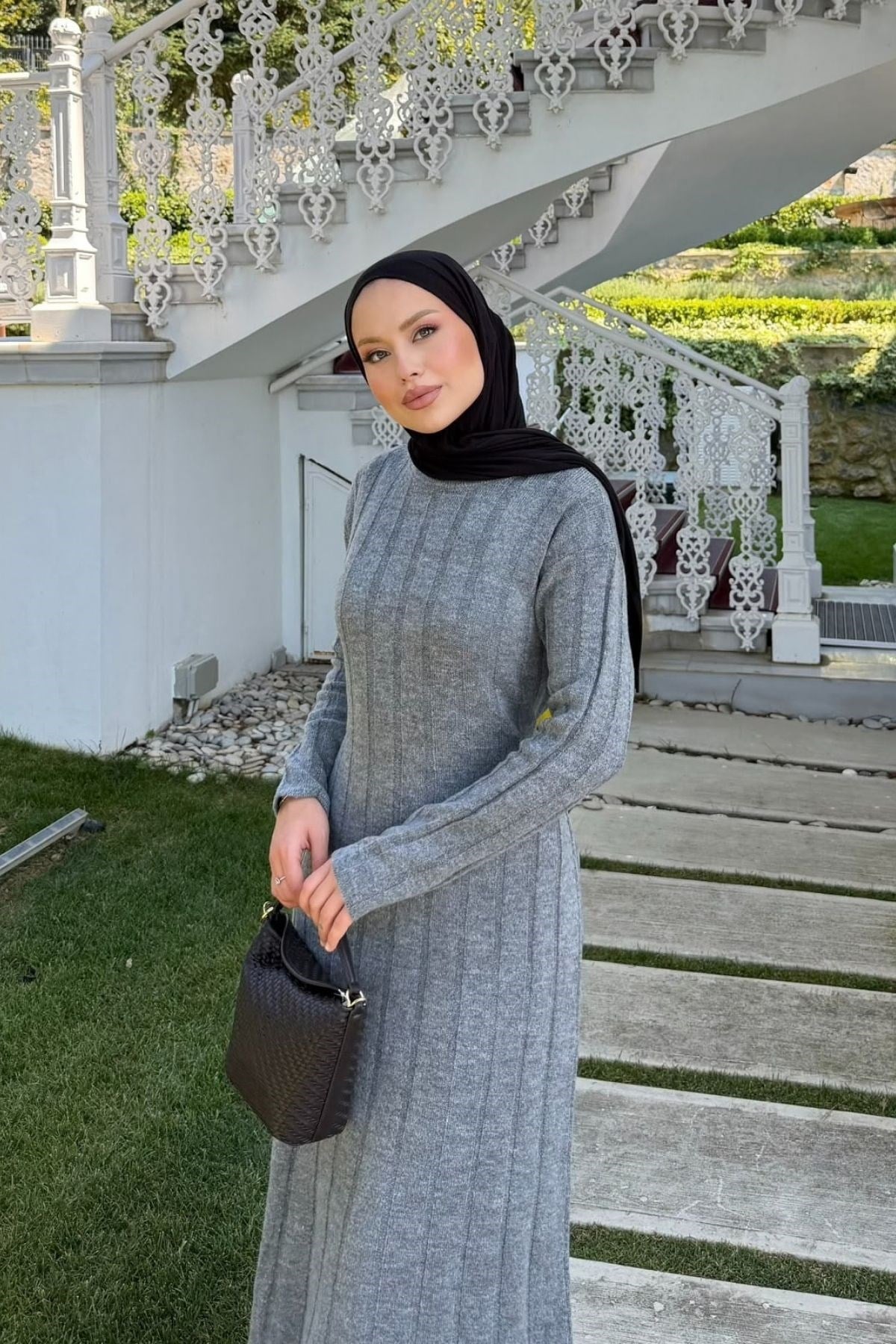 Panter Fitili Elbise Gri, Fiyatları Panter Fitili Elbise Gri| Haza Moda
