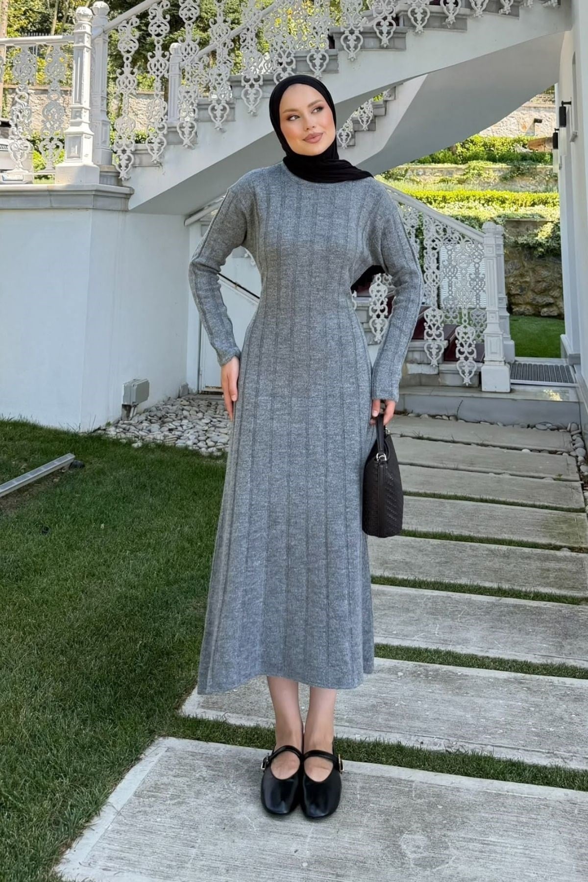 Panter Fitili Elbise Gri, Fiyatları Panter Fitili Elbise Gri| Haza Moda
