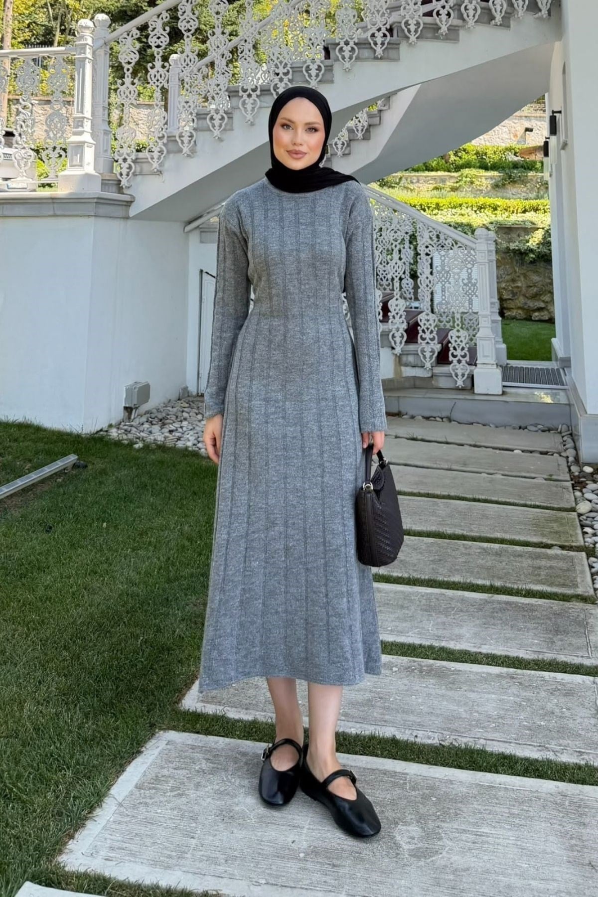 Panter Fitili Elbise Gri, Fiyatları Panter Fitili Elbise Gri| Haza Moda