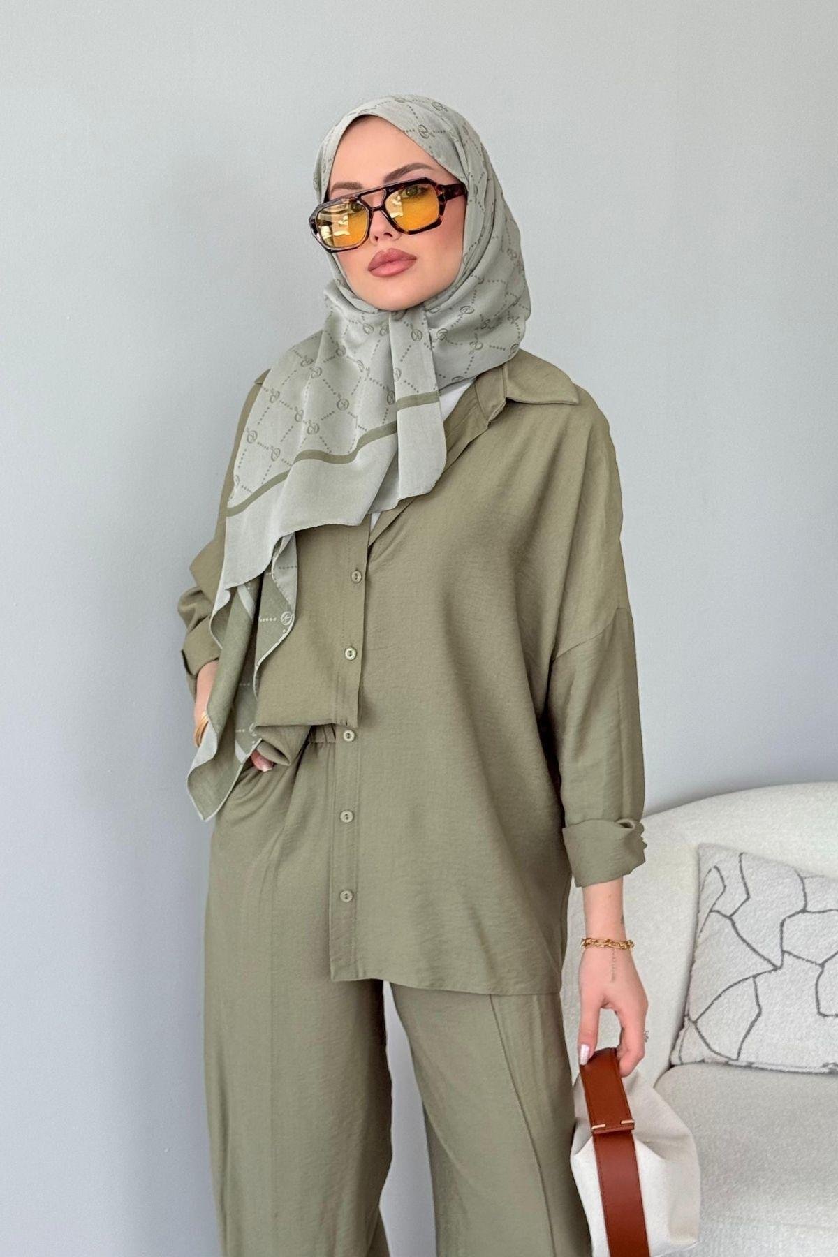 Pargalı Şalvar Takım Haki, Fiyatları Pargalı Şalvar Takım Haki Haza Moda 