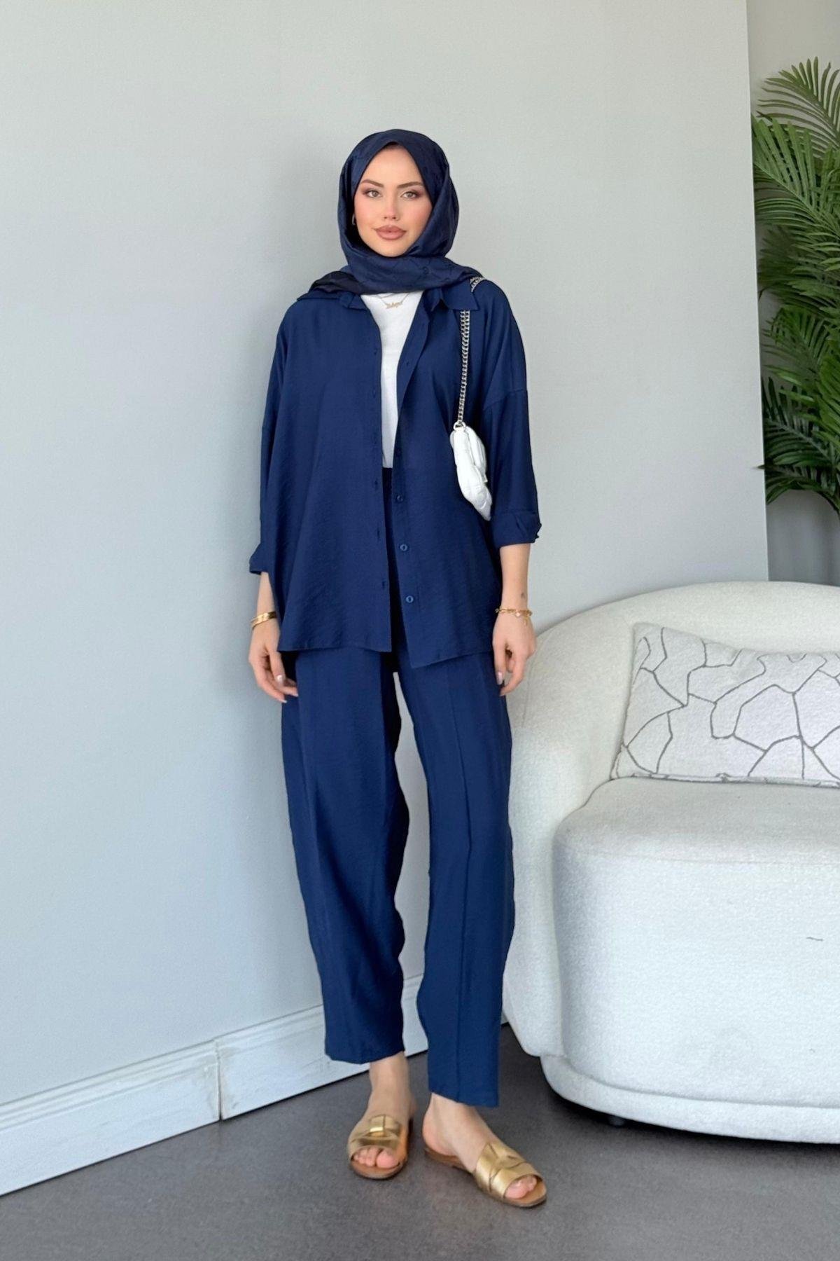 Pargalı Şalvar Takım Lacivert, Fiyatları Pargalı Şalvar Takım Lacivert Haza Moda 