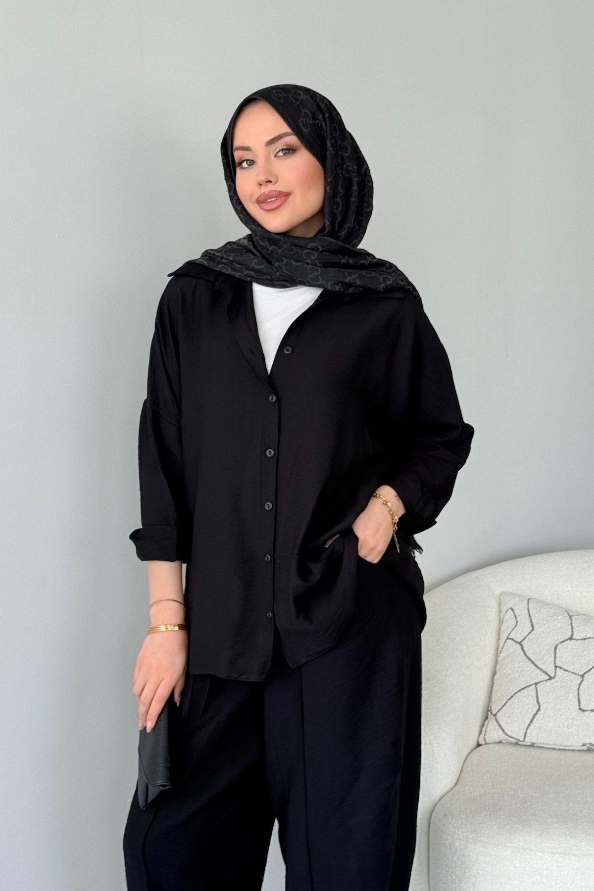 Pargalı Şalvar Takım Siyah, Fiyatları Pargalı Şalvar Takım Siyah Haza Moda 