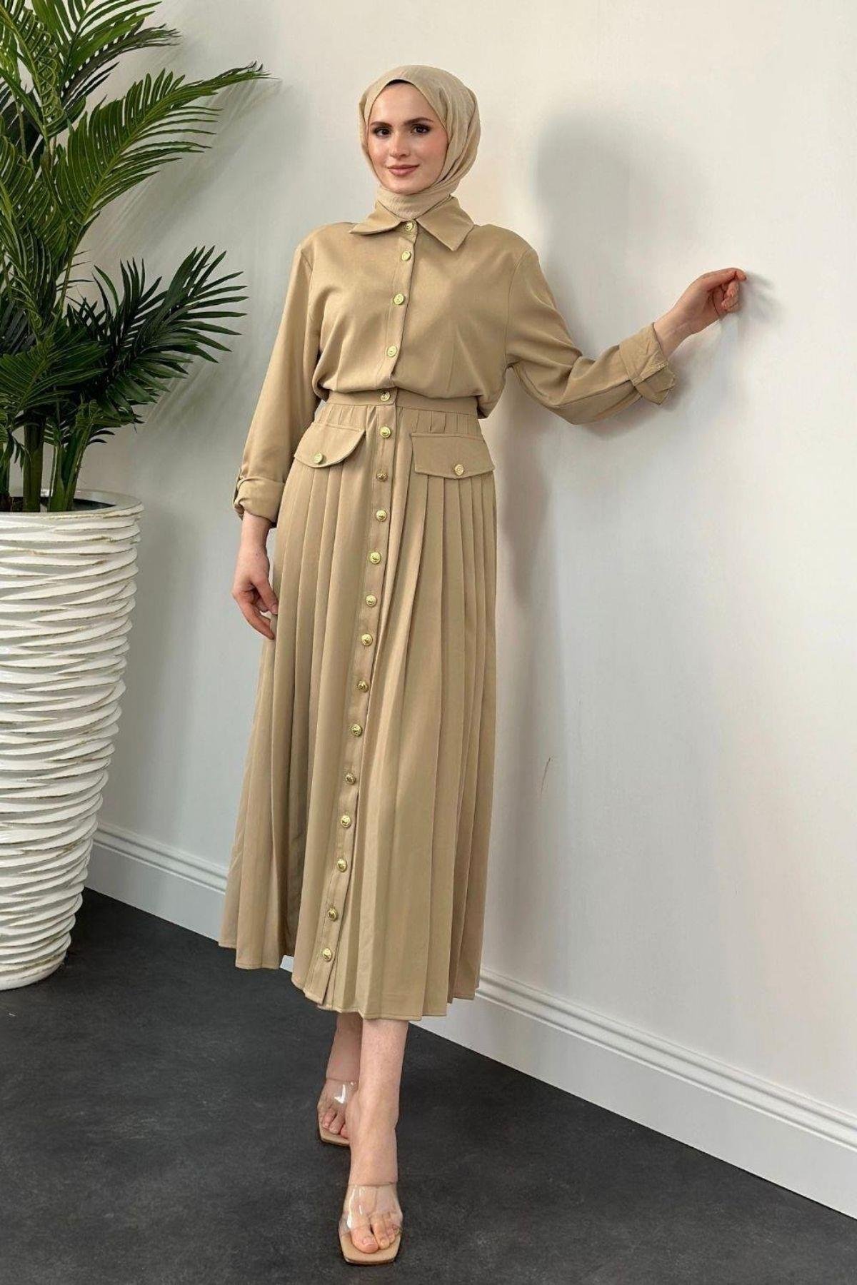 Paris Elbise Camel, Fiyatları Haza Moda | Tesettür Giyim | Paris Elbise Camel