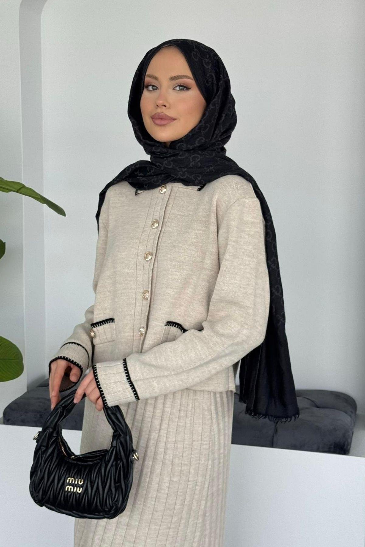 Pariss Etekli Triko Takım Bej, Fiyatları 