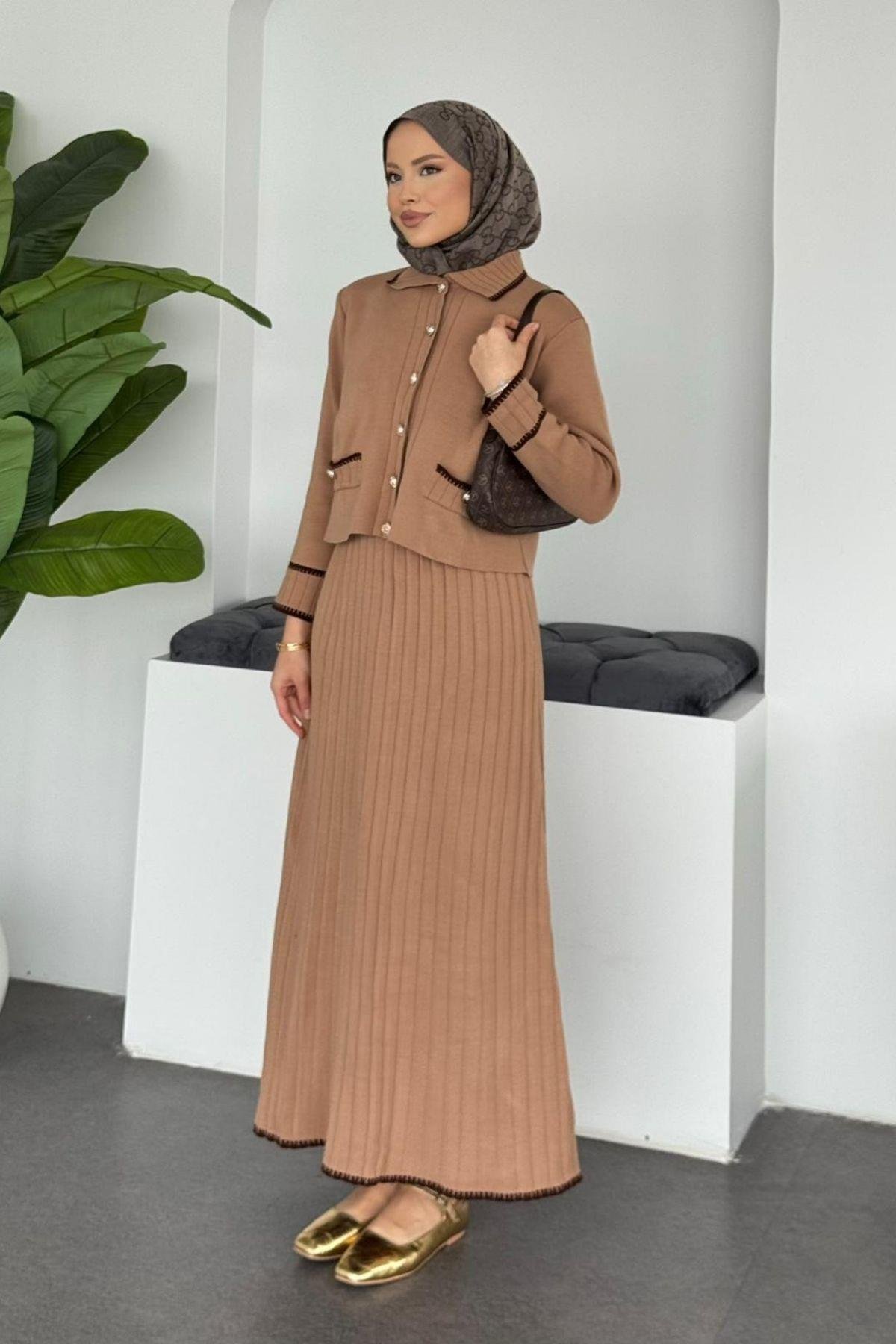 Pariss Etekli Triko Takım Camel, Fiyatları 