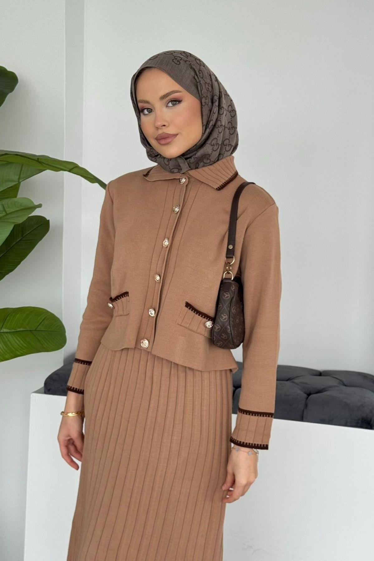 Pariss Etekli Triko Takım Camel, Fiyatları 