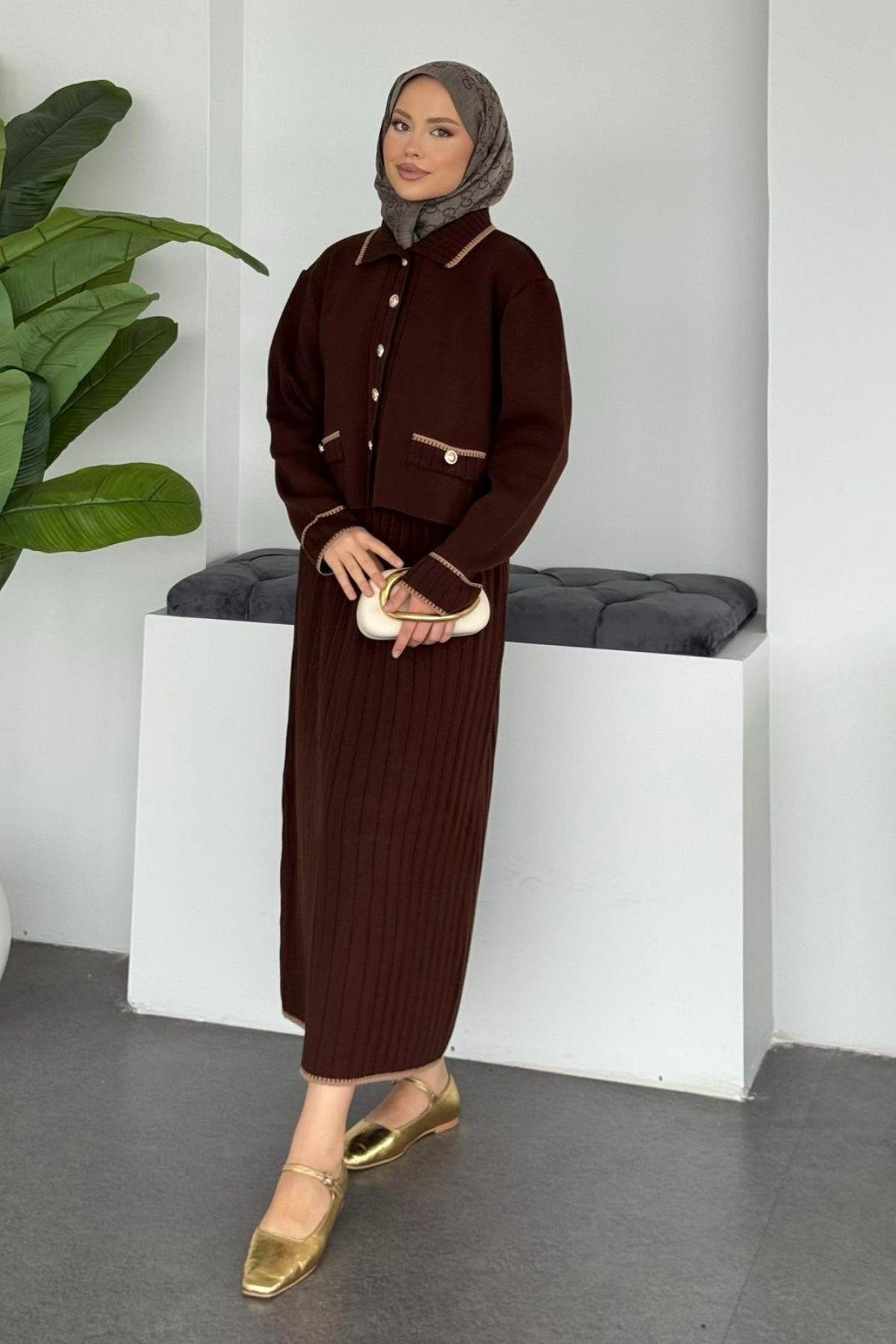 Pariss Etekli Triko Takım Kahve, Fiyatları 