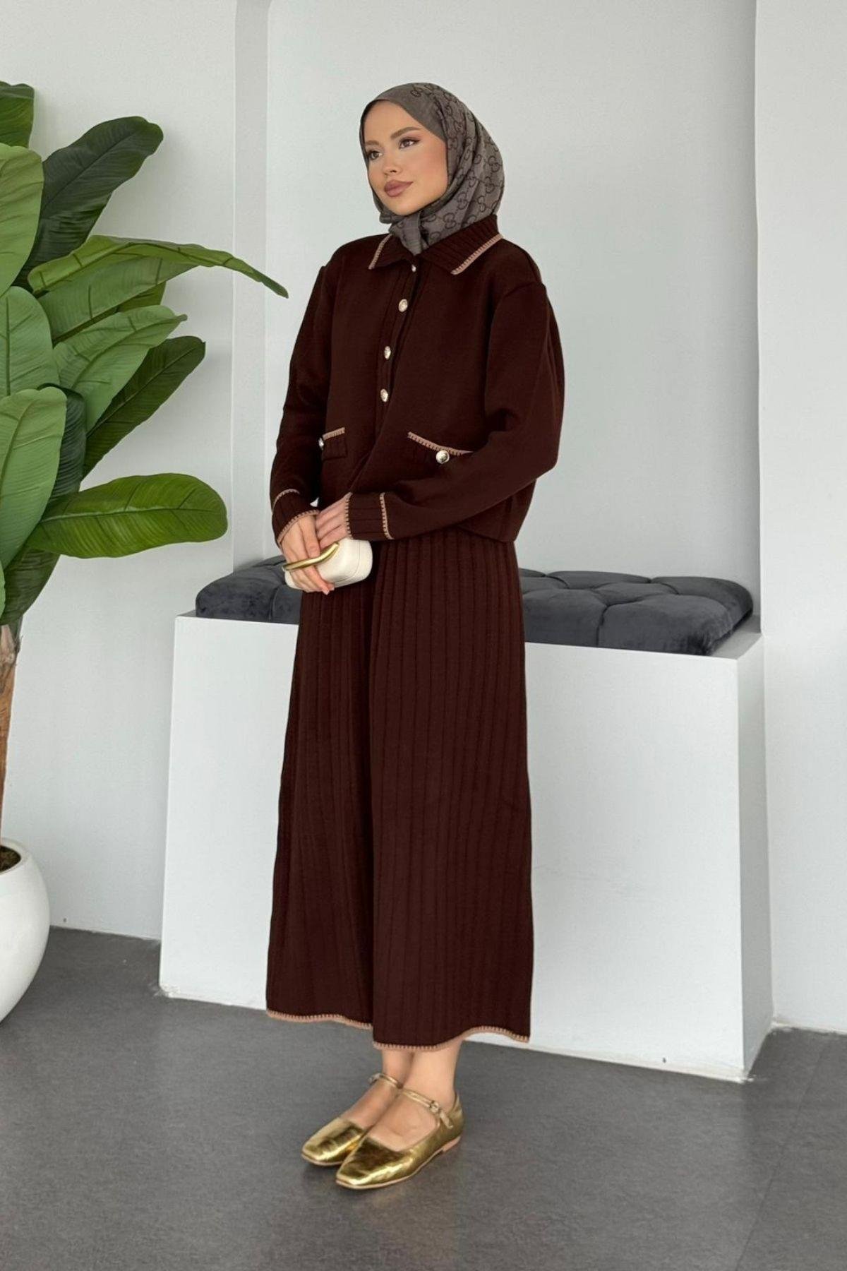 Pariss Etekli Triko Takım Kahve, Fiyatları 