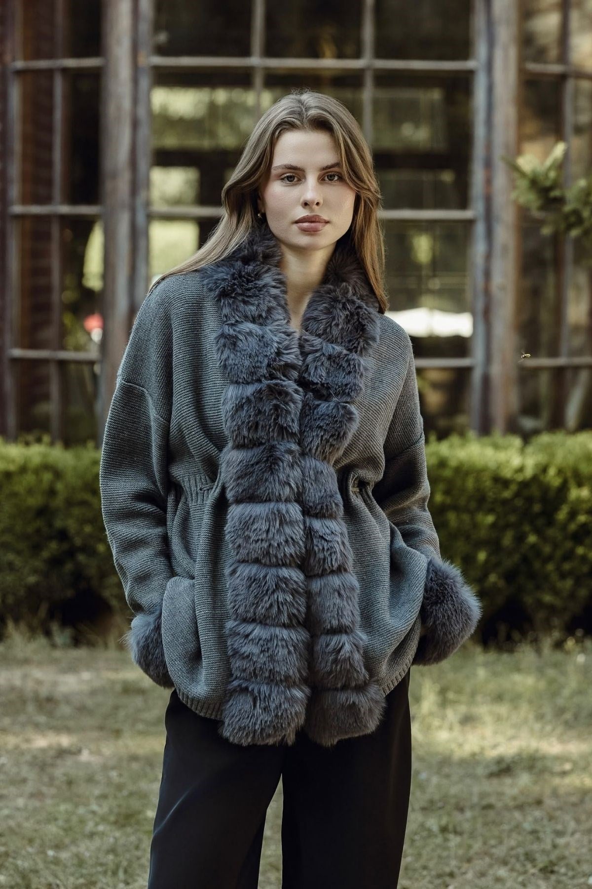 Peluş Detay Lüx Hırka Gri, Fiyatları Peluş Detay Lüx Hırka Gri | Haza Moda