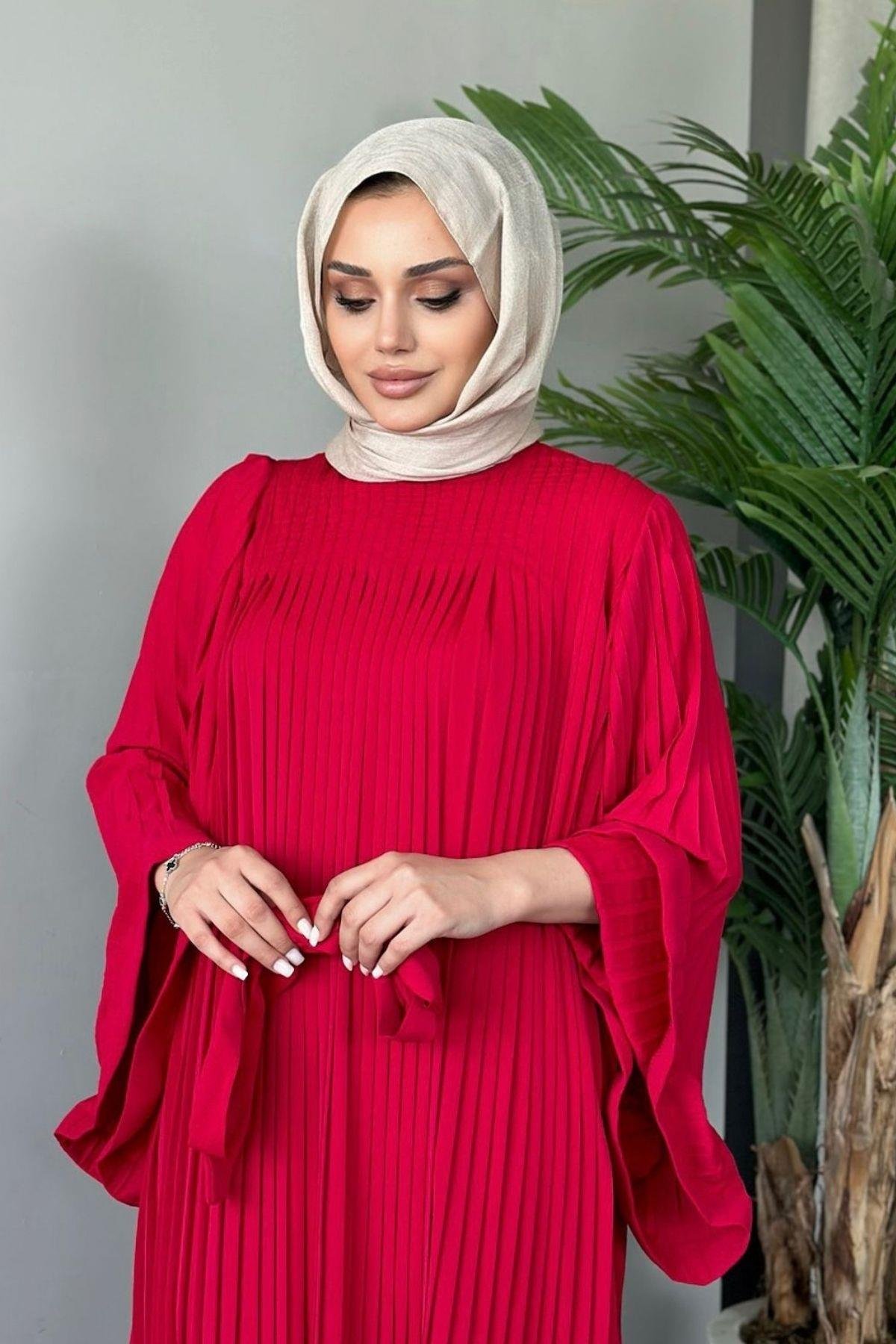Perry Elbise Kırmızı, Fiyatları Haza Moda | Tesettür Giyim | Perry Elbise Kırmızı