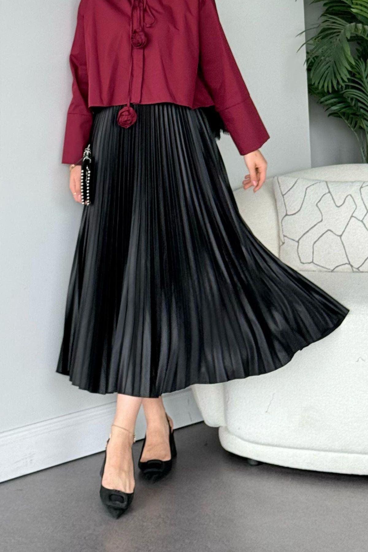 Piliseli Etek Siyah, Fiyatları Piliseli Etek Siyah - Haza Moda 