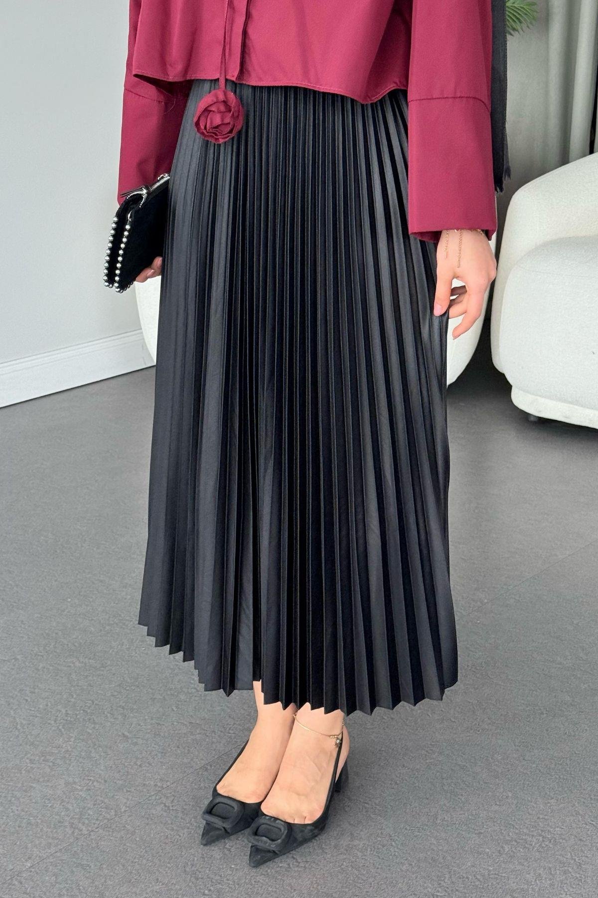 Piliseli Etek Siyah, Fiyatları Piliseli Etek Siyah - Haza Moda 