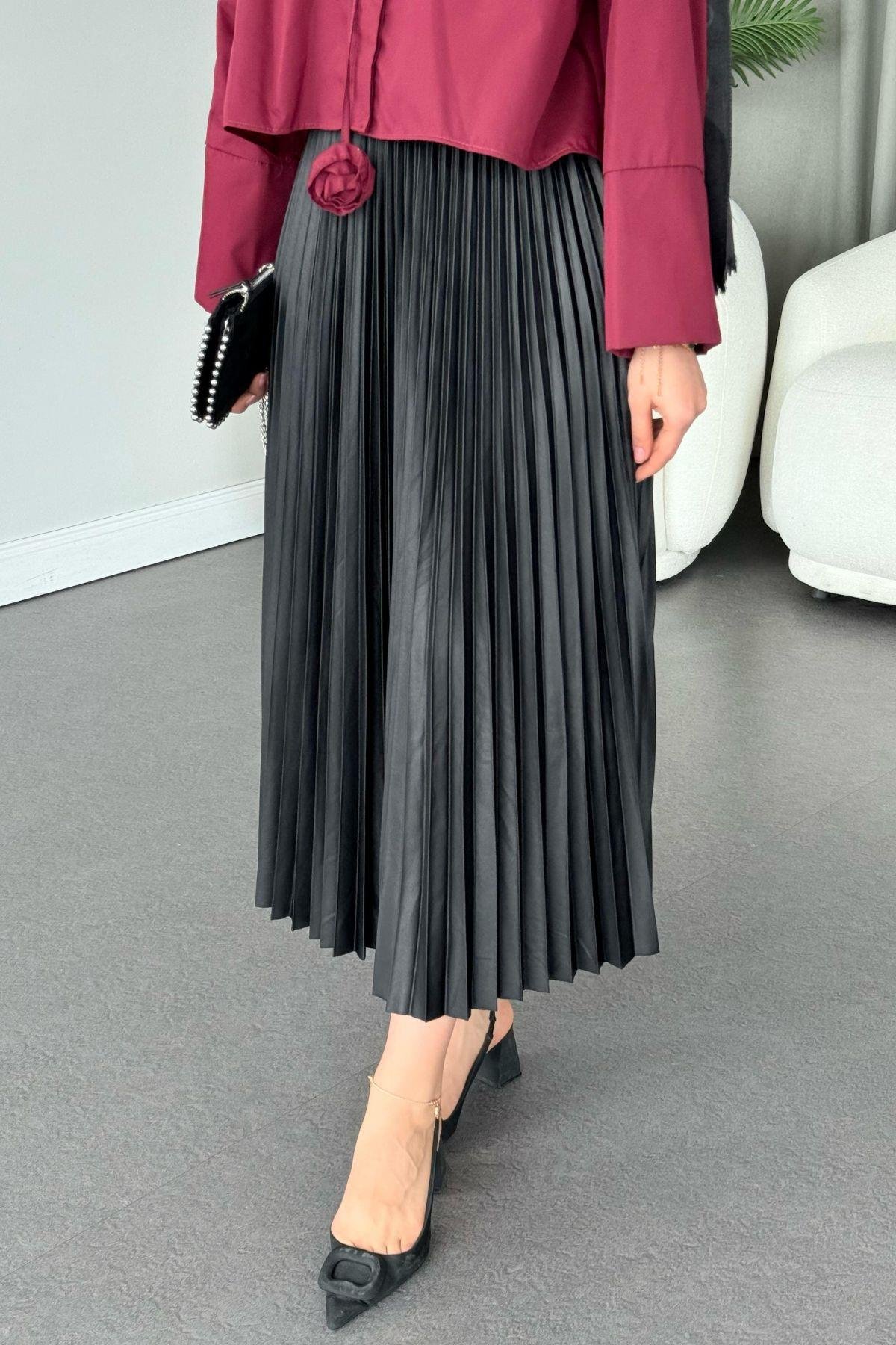 Piliseli Etek Siyah, Fiyatları Piliseli Etek Siyah - Haza Moda 