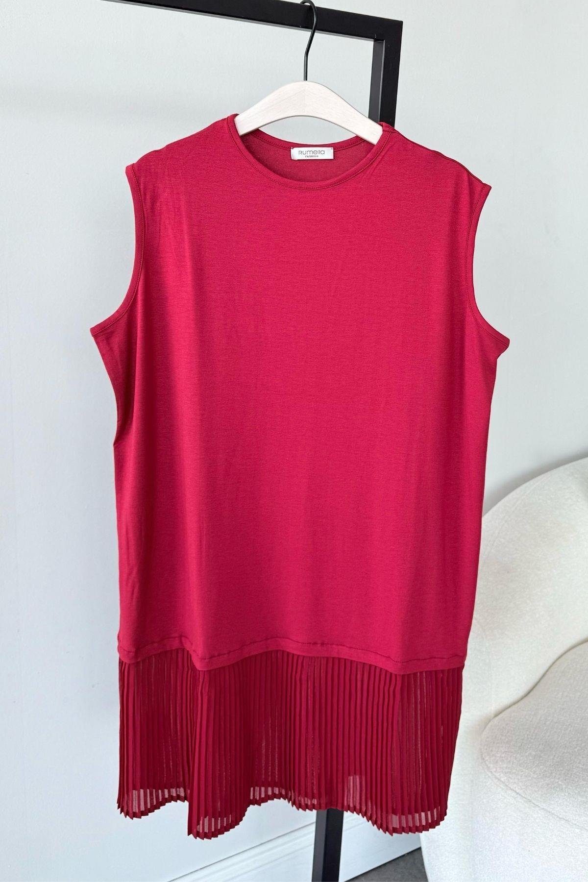 Piliseli İçlik Kırmızı, Fiyatları Piliseli İçlik Kırmızı -  Haza Moda 