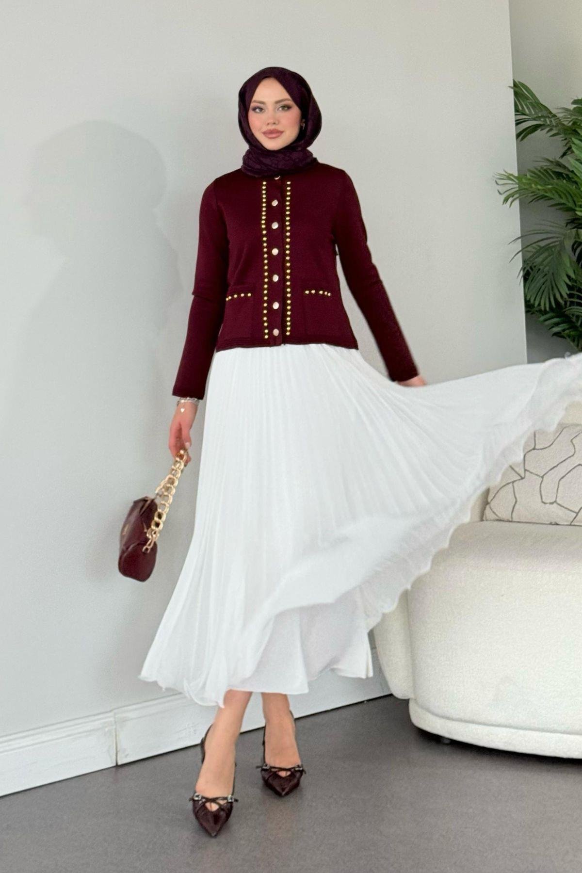 Piliseli Şifon Etek Beyaz, Fiyatları 