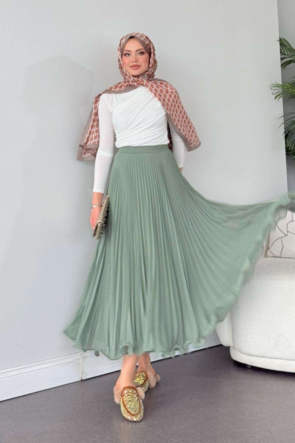 Piliseli Şifon Etek Mint, Fiyatları 