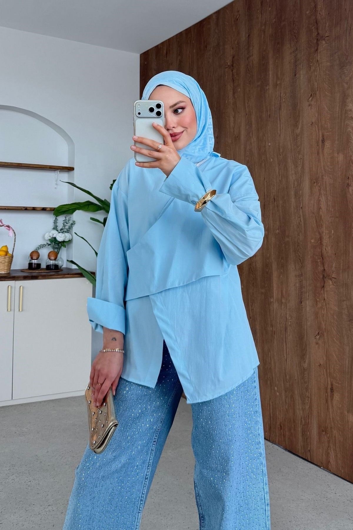 Pink Yandan Düğmeli Gömlek Bebe Mavi, Fiyatları 