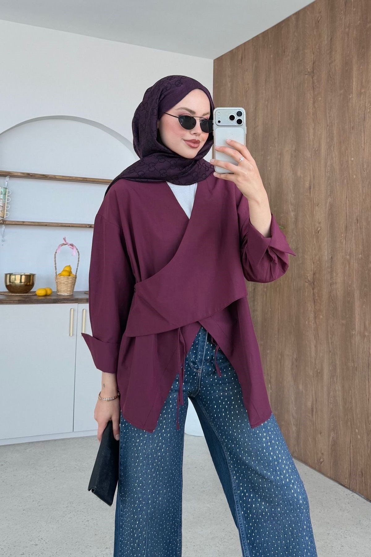 Pink Yandan Düğmeli Gömlek Bordo, Fiyatları 