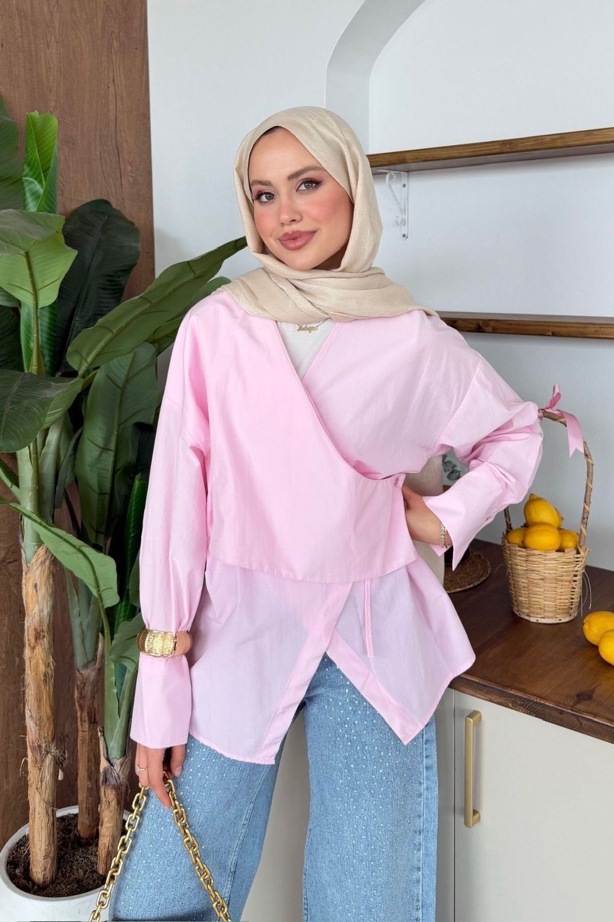 Pink Yandan Düğmeli Gömlek Pembe, Fiyatları 