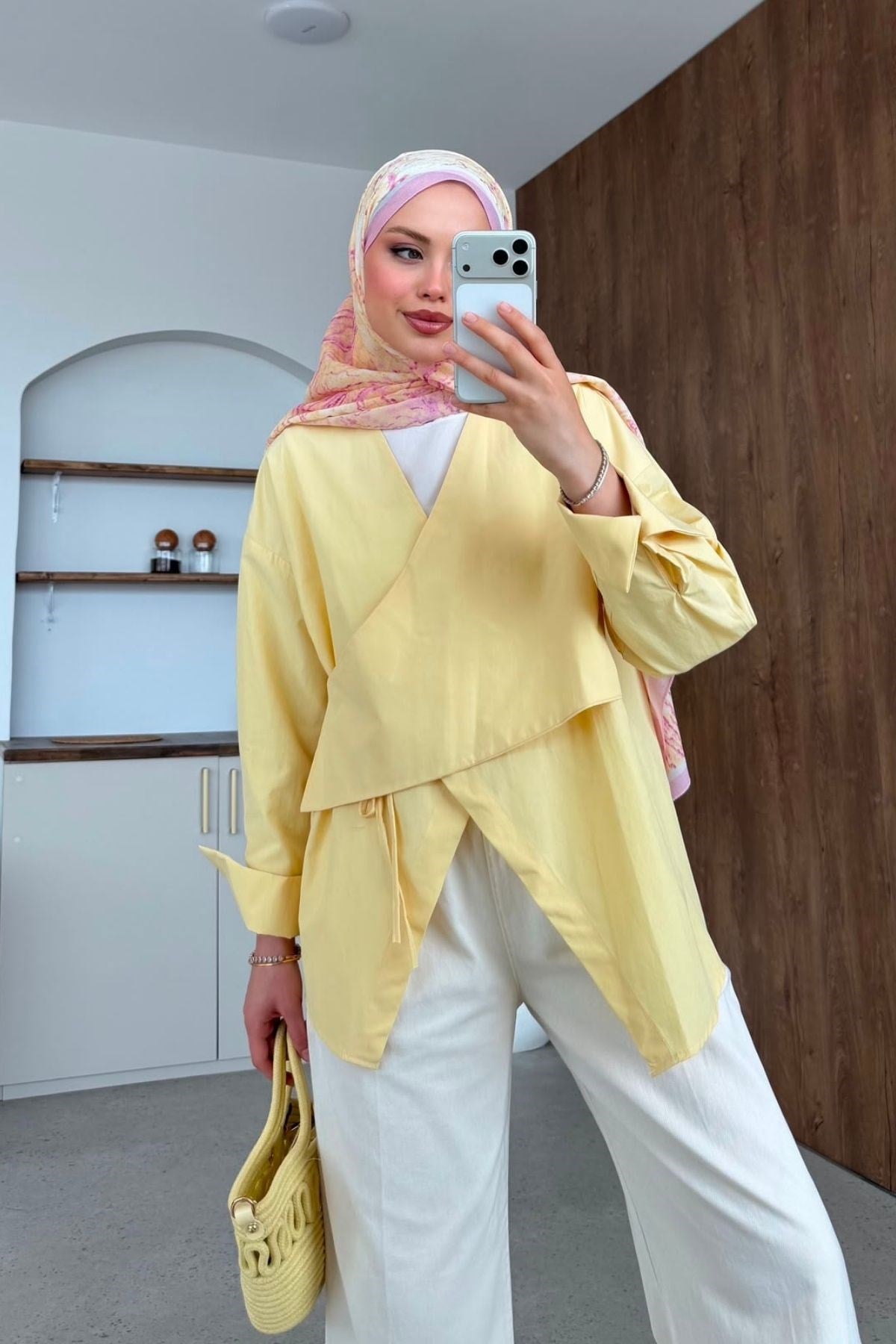 Pink Yandan Düğmeli Gömlek Sarı, Fiyatları Pink Yandan Düğmeli Gömlek Sarı| Haza Moda
