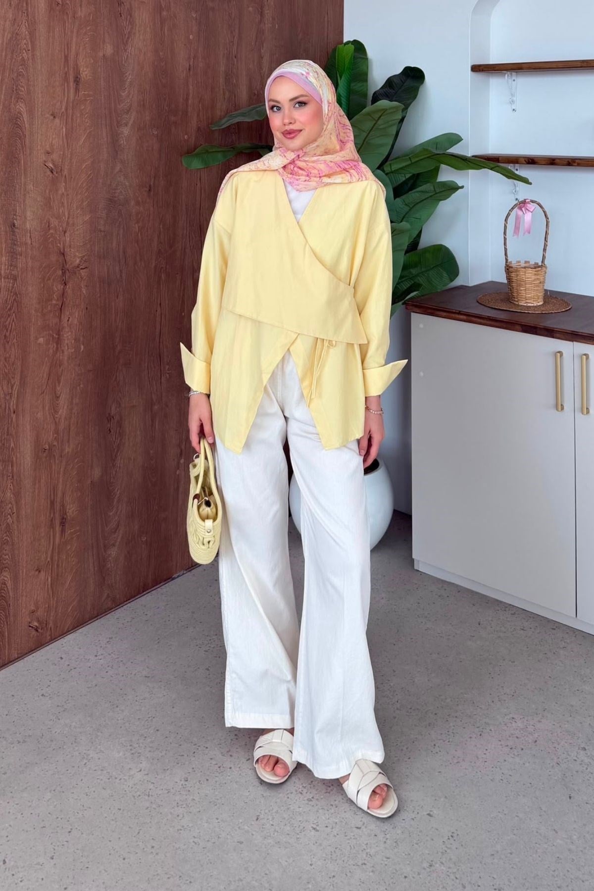 Pink Yandan Düğmeli Gömlek Sarı, Fiyatları Pink Yandan Düğmeli Gömlek Sarı| Haza Moda