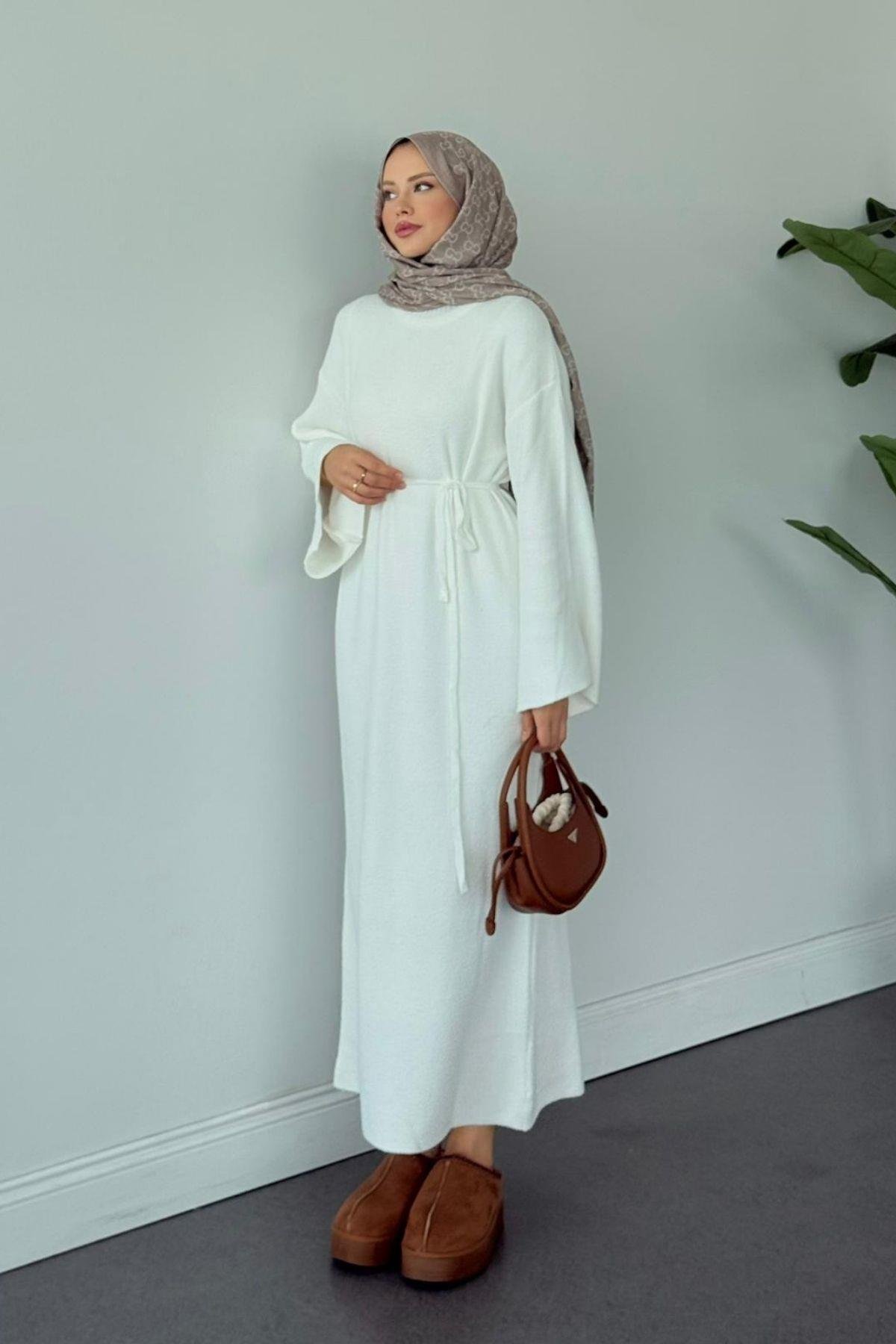 Pinterest Yumoş Elbise Beyaz, Fiyatları Pinterest Yumoş Elbise Beyaz- Haza Moda