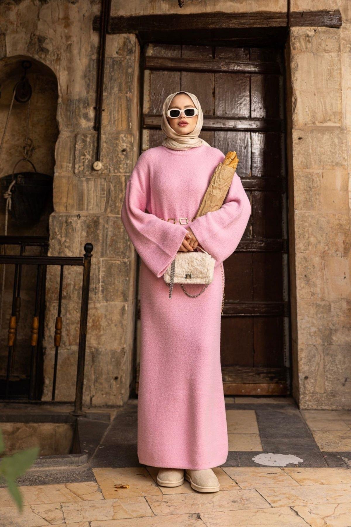 Pinterest Yumoş Elbise Pembe, Fiyatları Pinterest Yumoş Elbise Pembe- Haza Moda