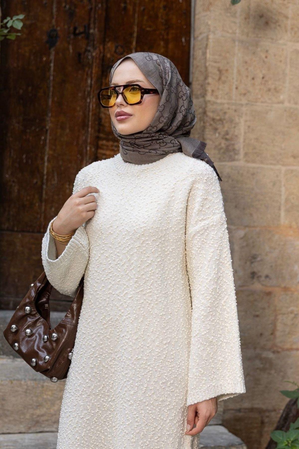 Pıt Pıt Triko Elbise Ekru, Fiyatları Pıt Pıt Triko Elbise Ekru- Haza Moda