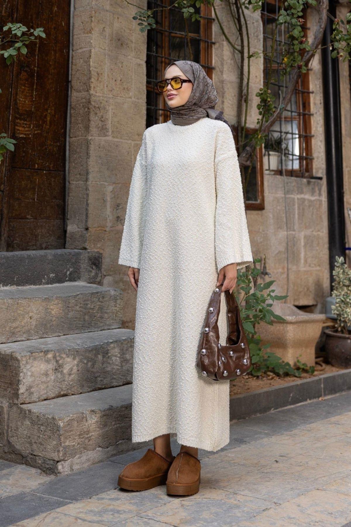 Pıt Pıt Triko Elbise Ekru, Fiyatları Pıt Pıt Triko Elbise Ekru- Haza Moda