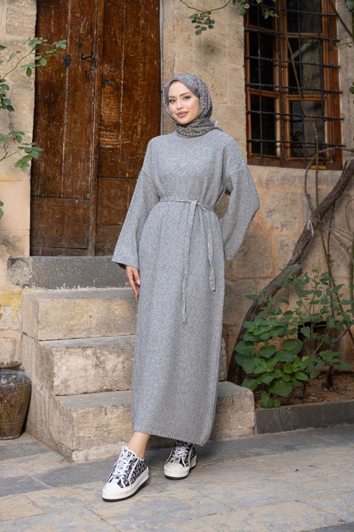 Pıt Pıt Triko Elbise Gri, Fiyatları Pıt Pıt Triko Elbise Gri- Haza Moda