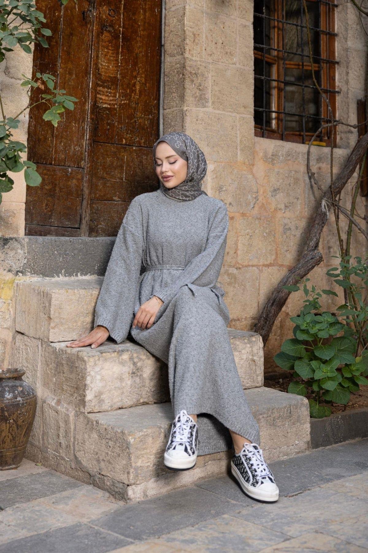 Pıt Pıt Triko Elbise Gri, Fiyatları Pıt Pıt Triko Elbise Gri- Haza Moda