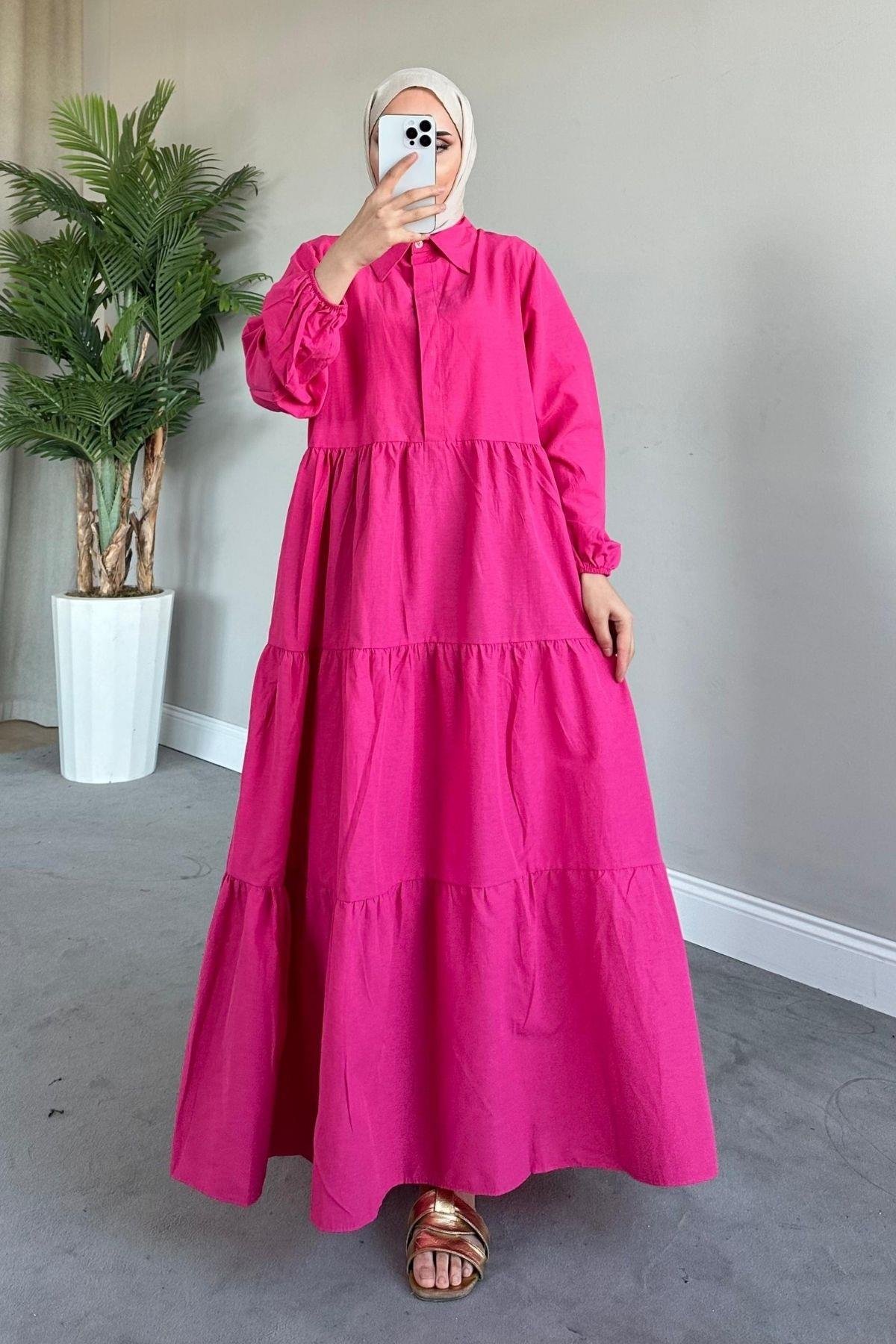 Poplin Elbise Fuşya, Fiyatları 