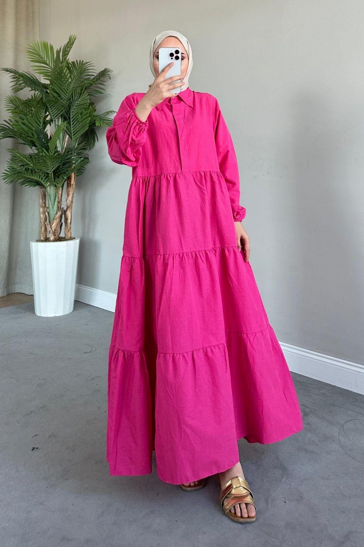 Poplin Elbise Fuşya, Fiyatları 