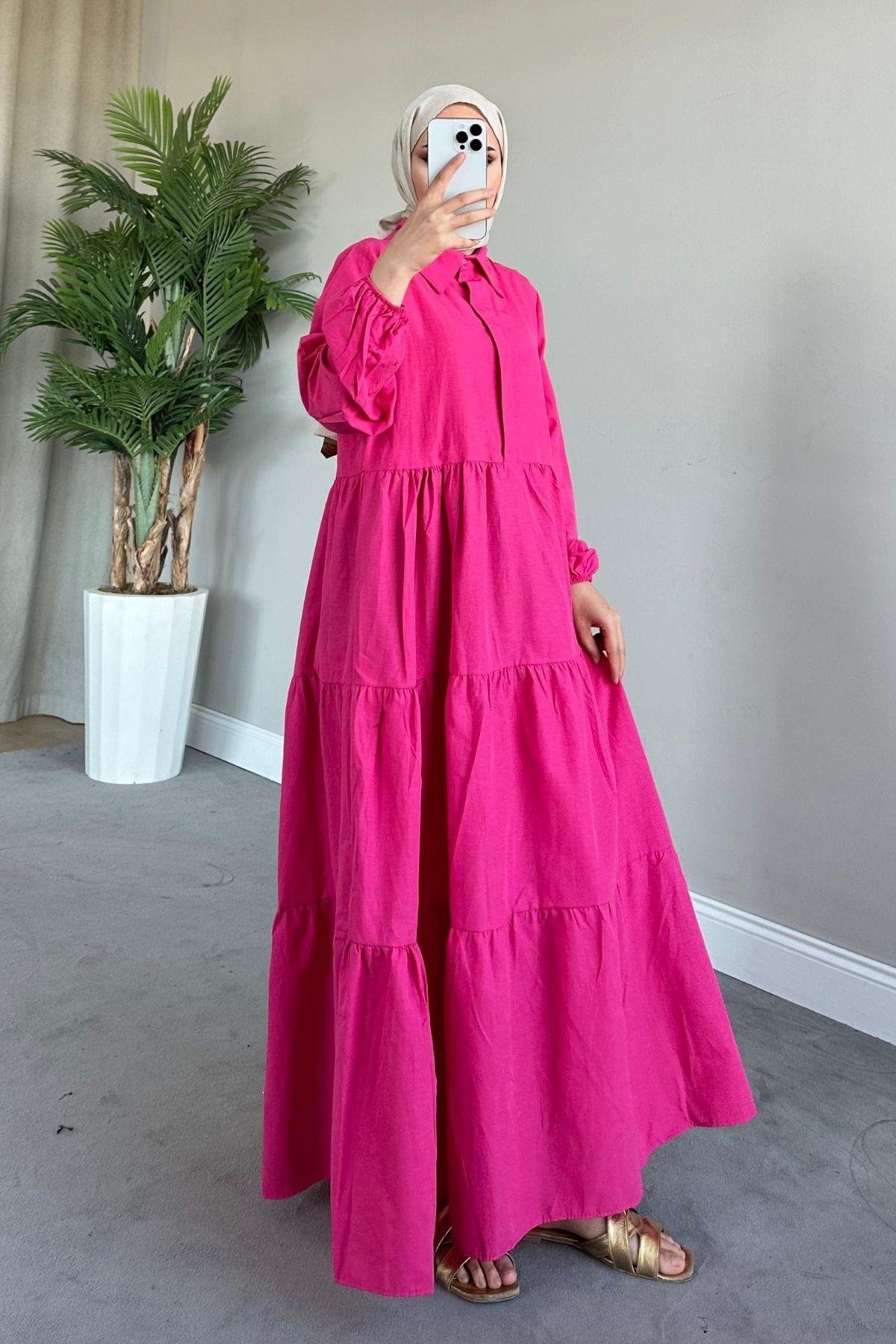 Poplin Elbise Fuşya, Fiyatları 