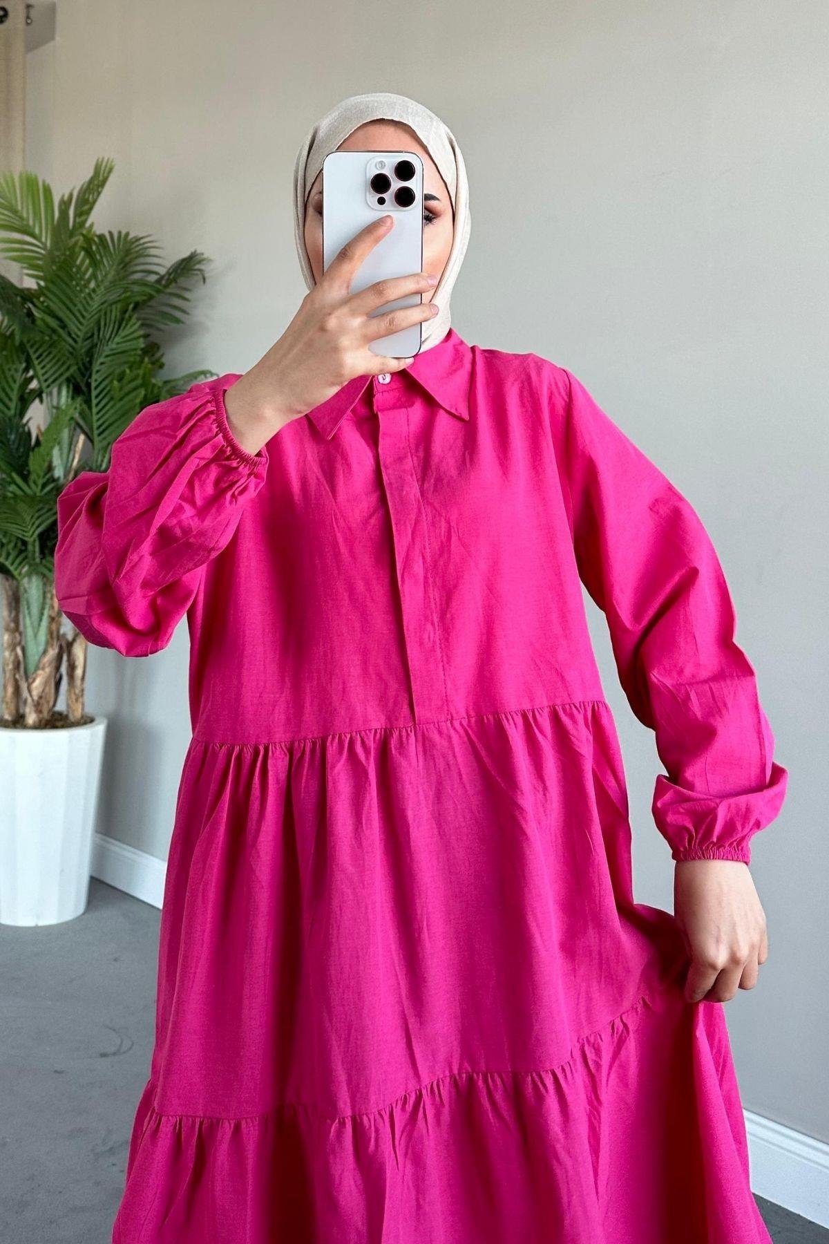 Poplin Elbise Fuşya, Fiyatları 