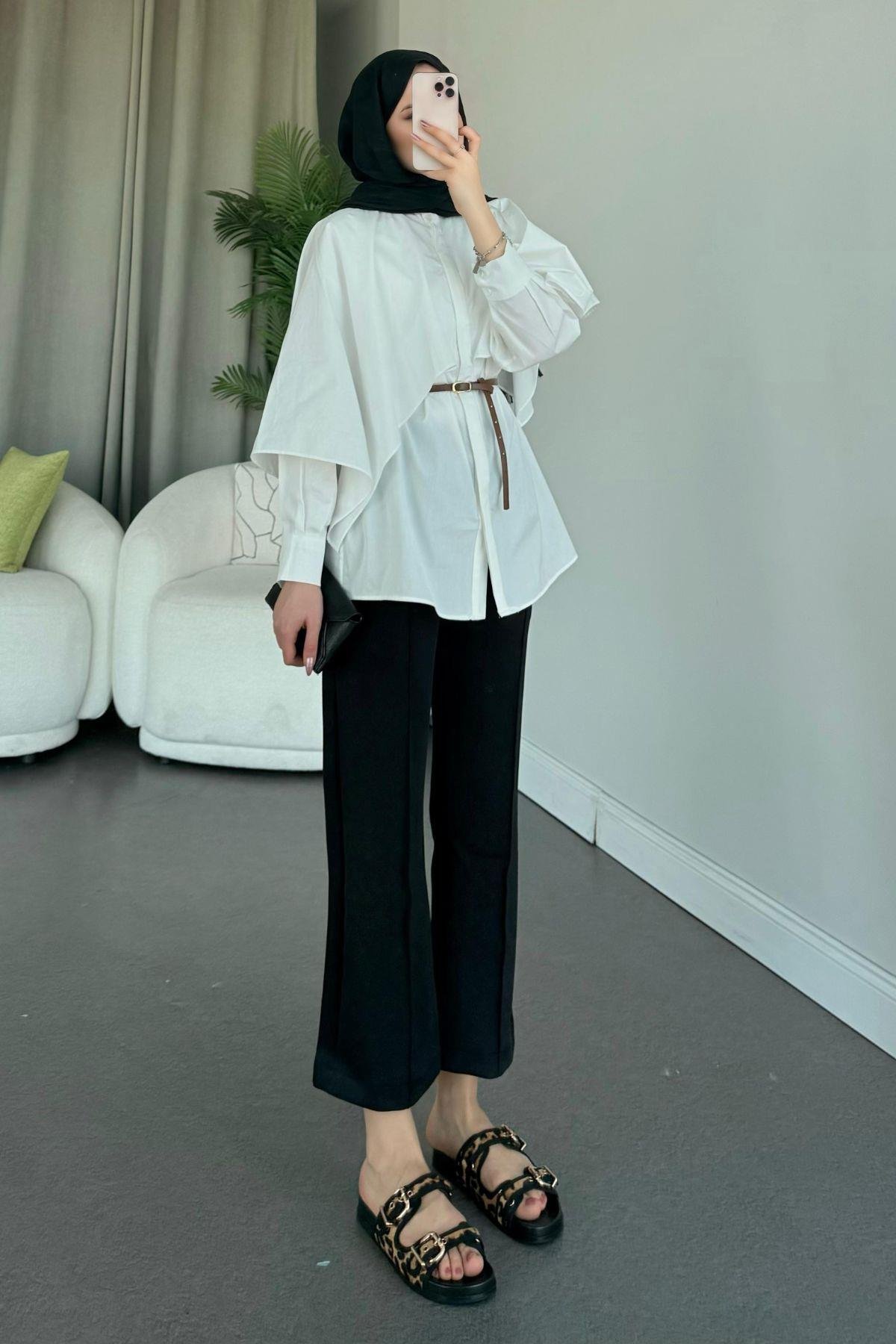 Poplin Pelerinli Gömlek Beyaz, Fiyatları 