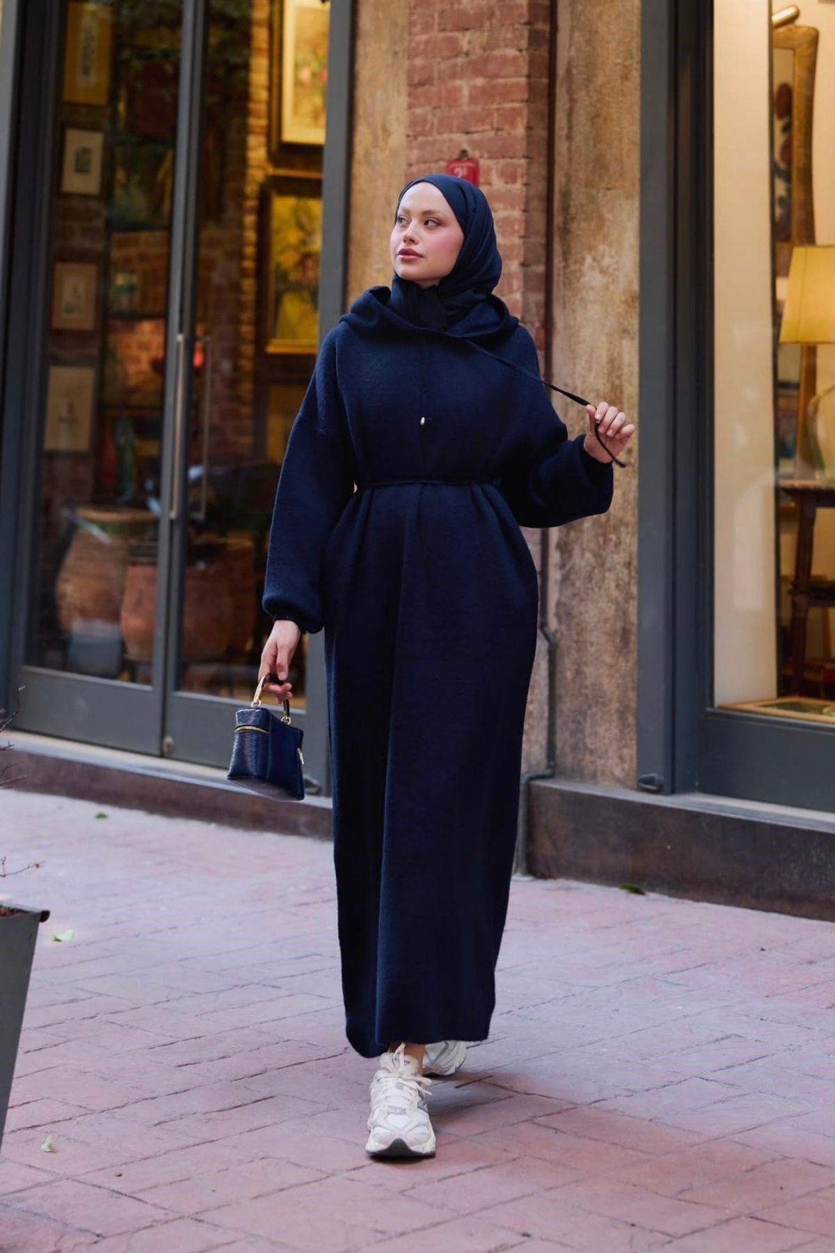 Premium Kapşonlu Sweat Elbise Lacivert, Fiyatları 