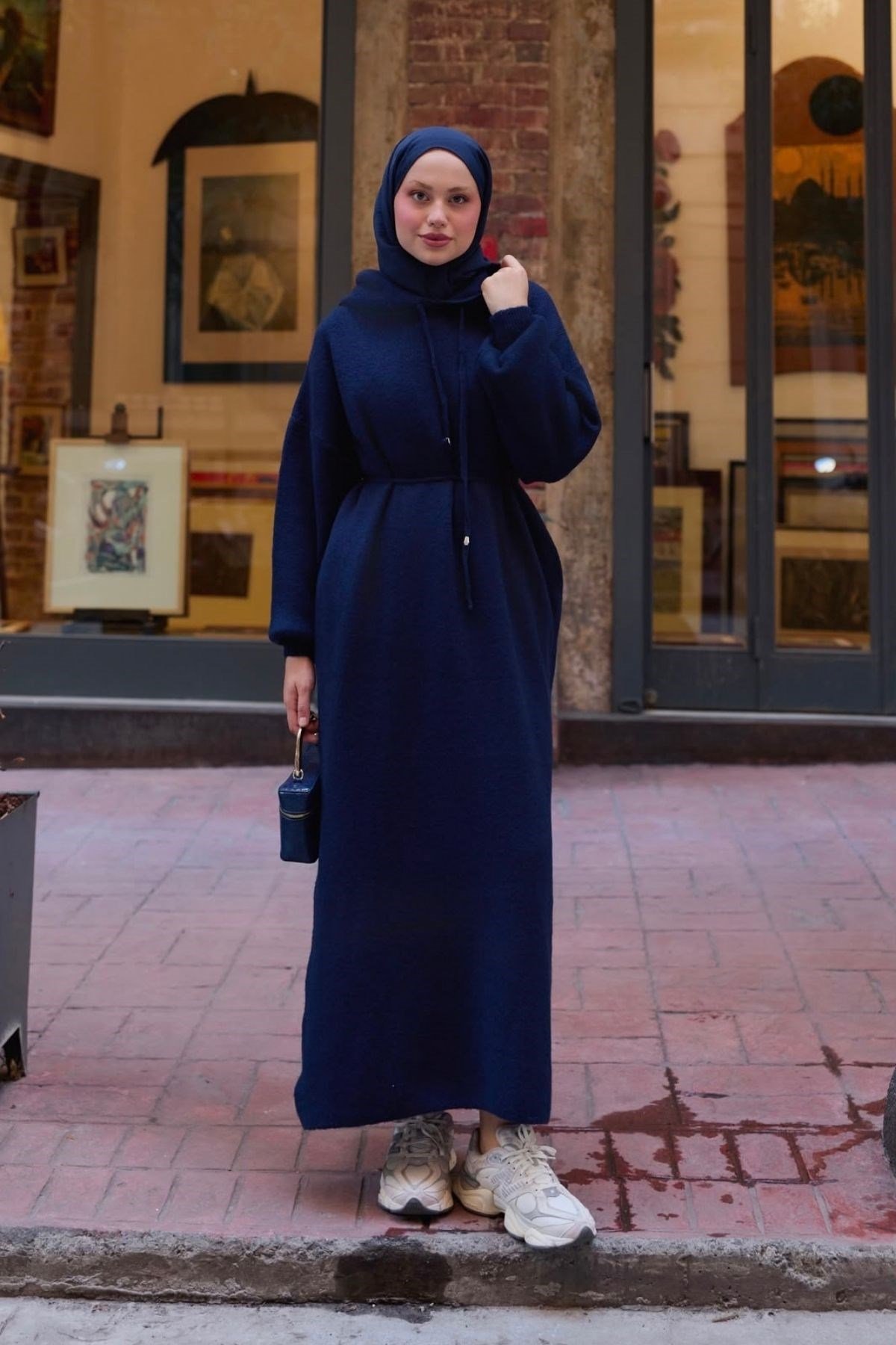 Premium Kapşonlu Sweat Elbise Lacivert, Fiyatları 