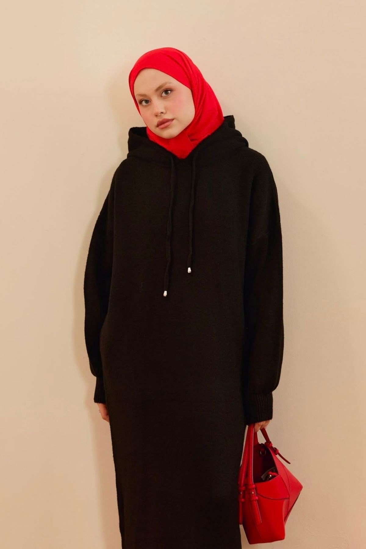 Premium Kapşonlu Sweat Elbise Siyah, Fiyatları 