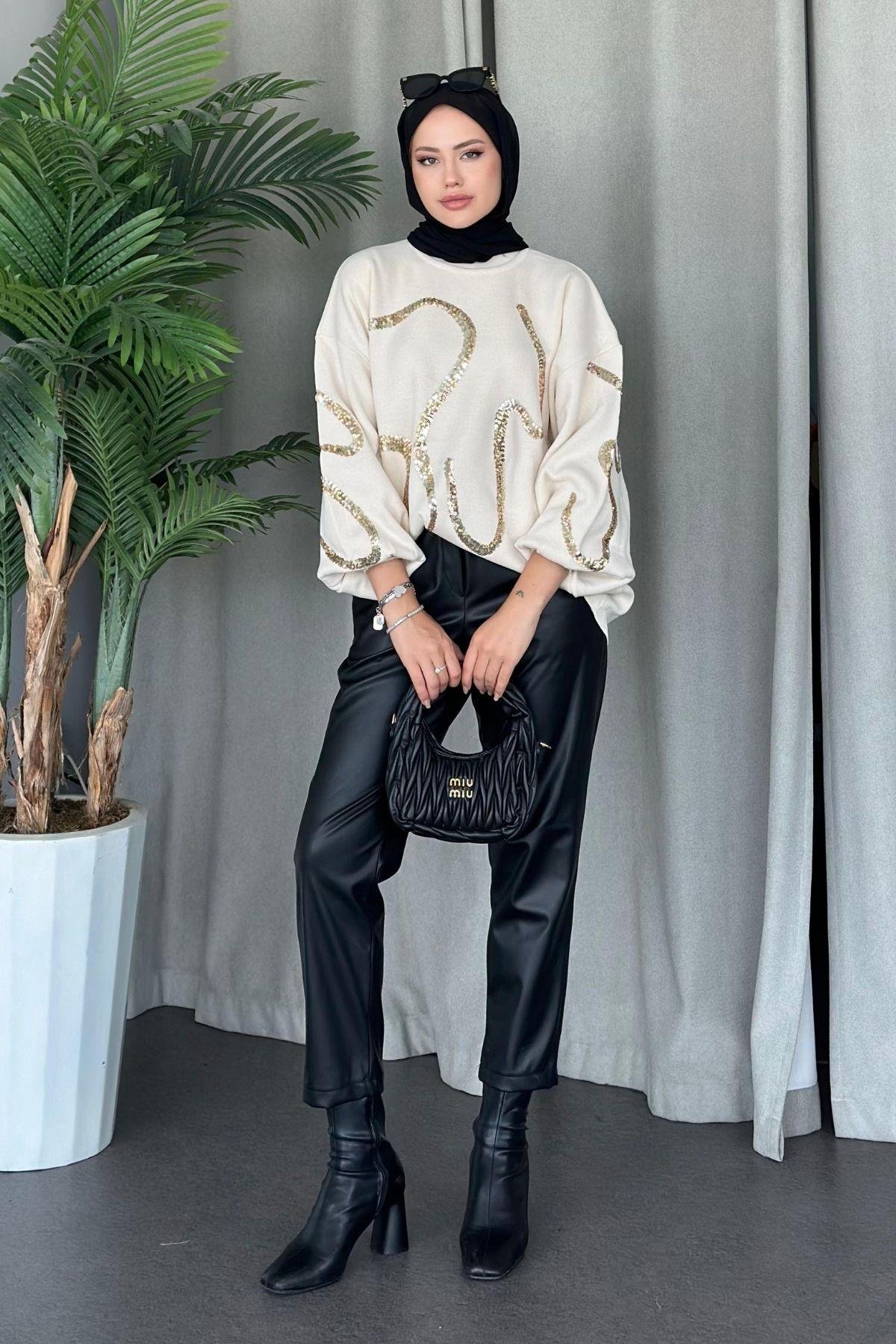 Pullu Triko Tunik Ekru, Fiyatları 